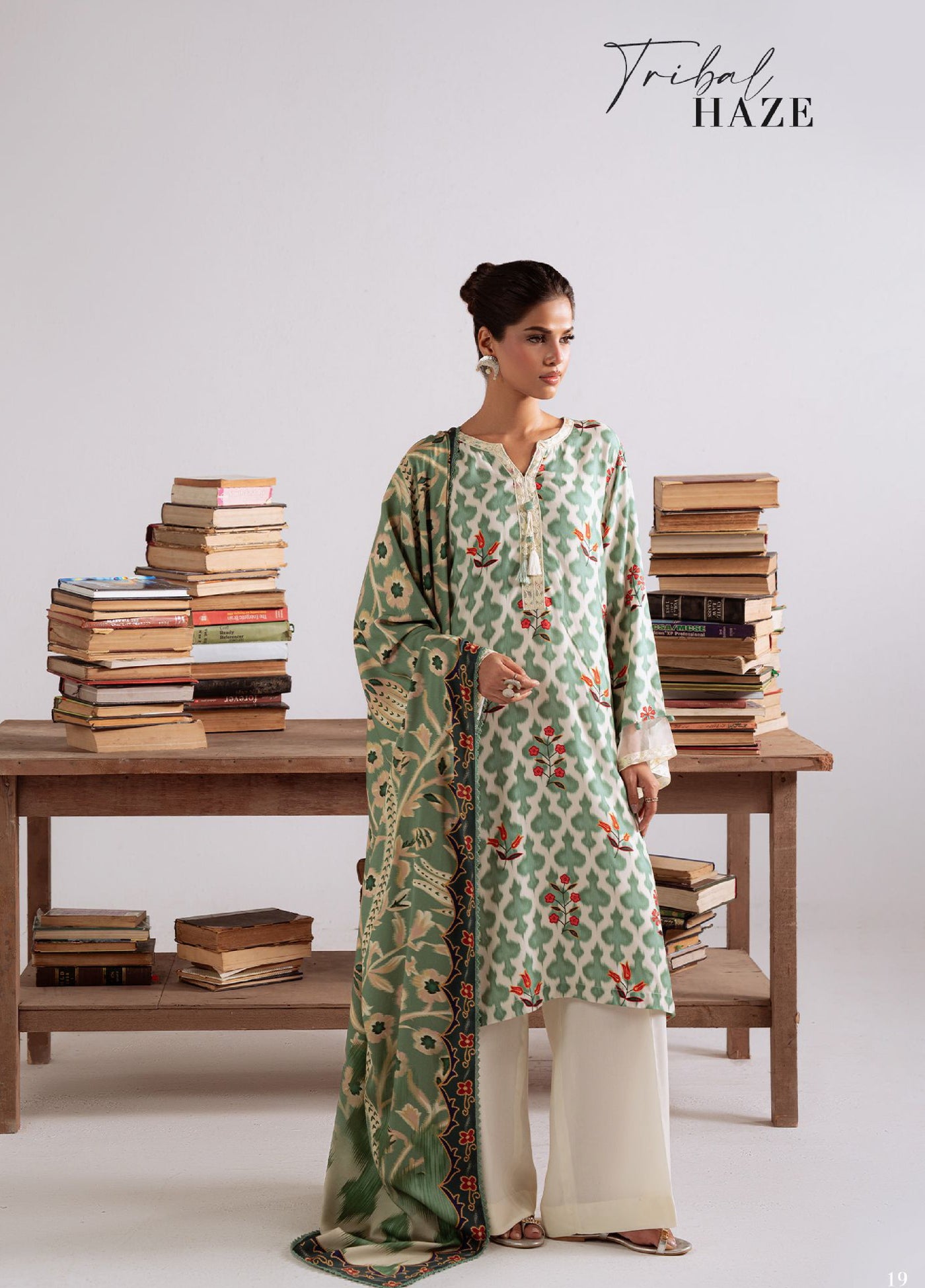 Cross Stitch Unstitched RTS Marina Embroidered Suits 3 Piece CS25MW D-10 Tribal Haze - Winter Collection