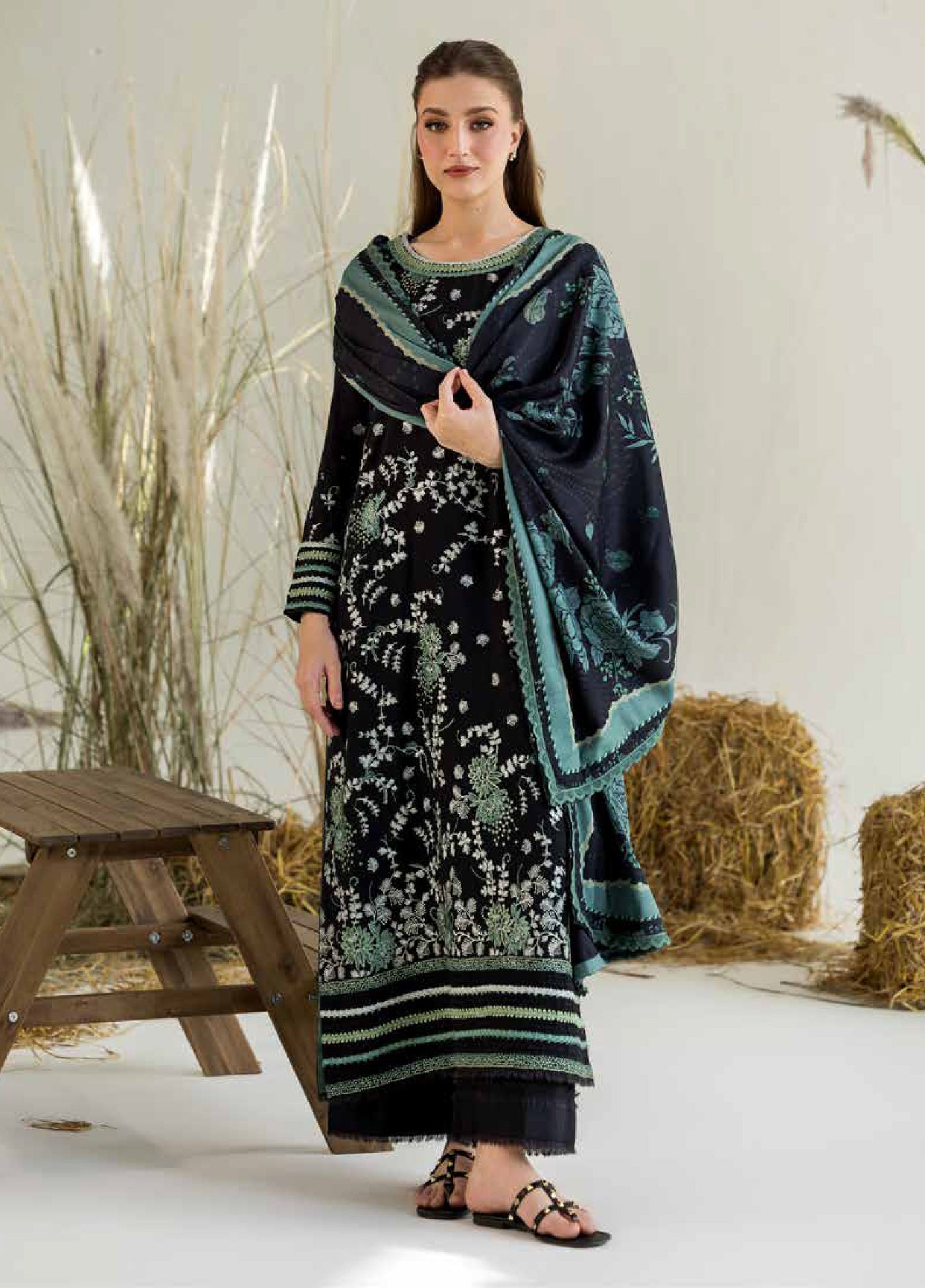 Sobia Nazir Winter Embroidered Karandi Suits 3 Piece SN25WU D-02 A - Winter Collection