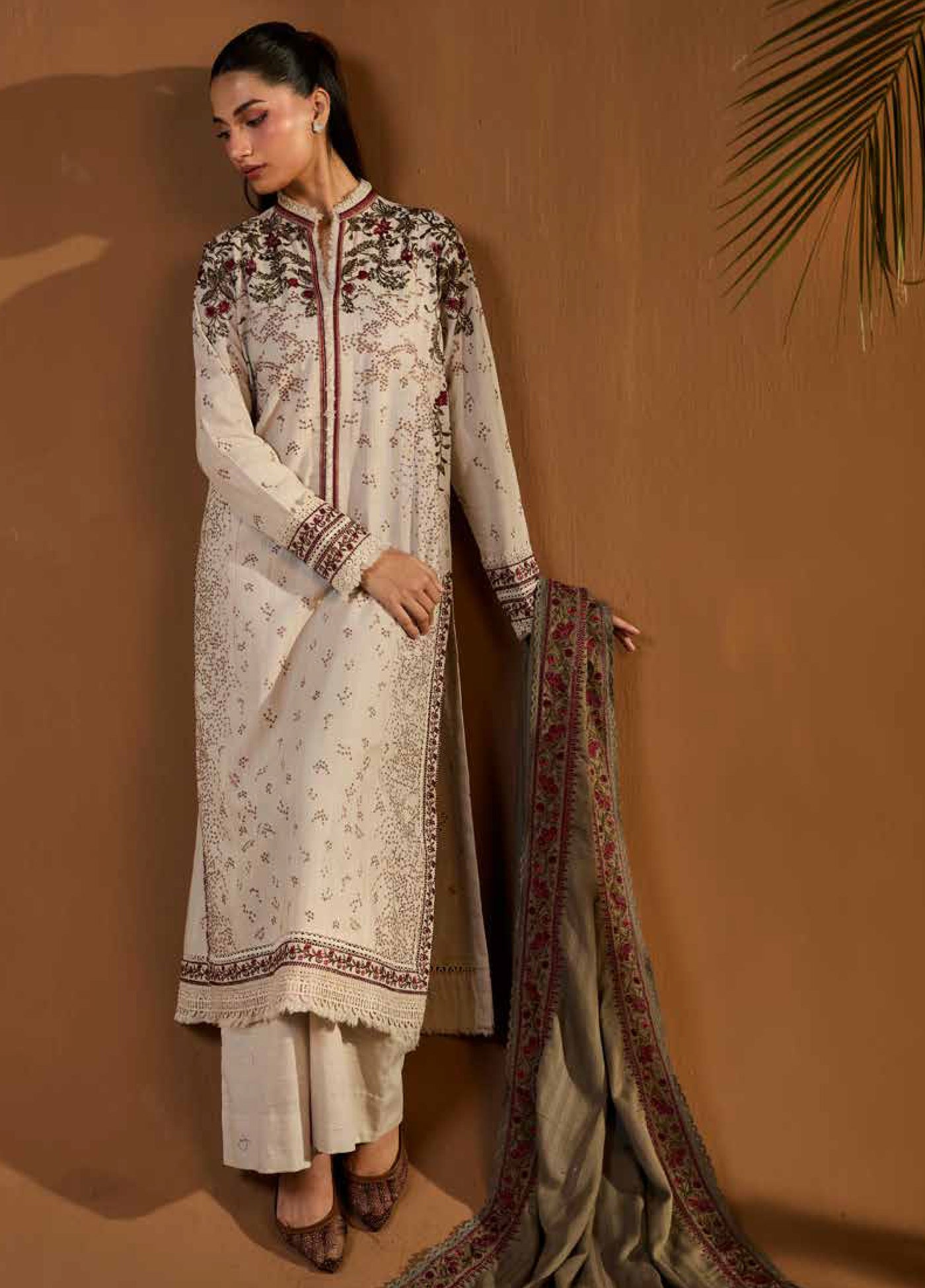 Sobia Nazir Unstitched Shawl Embroidered Khaddar 3 Piece SN25SW D-06 A - Winter Collection