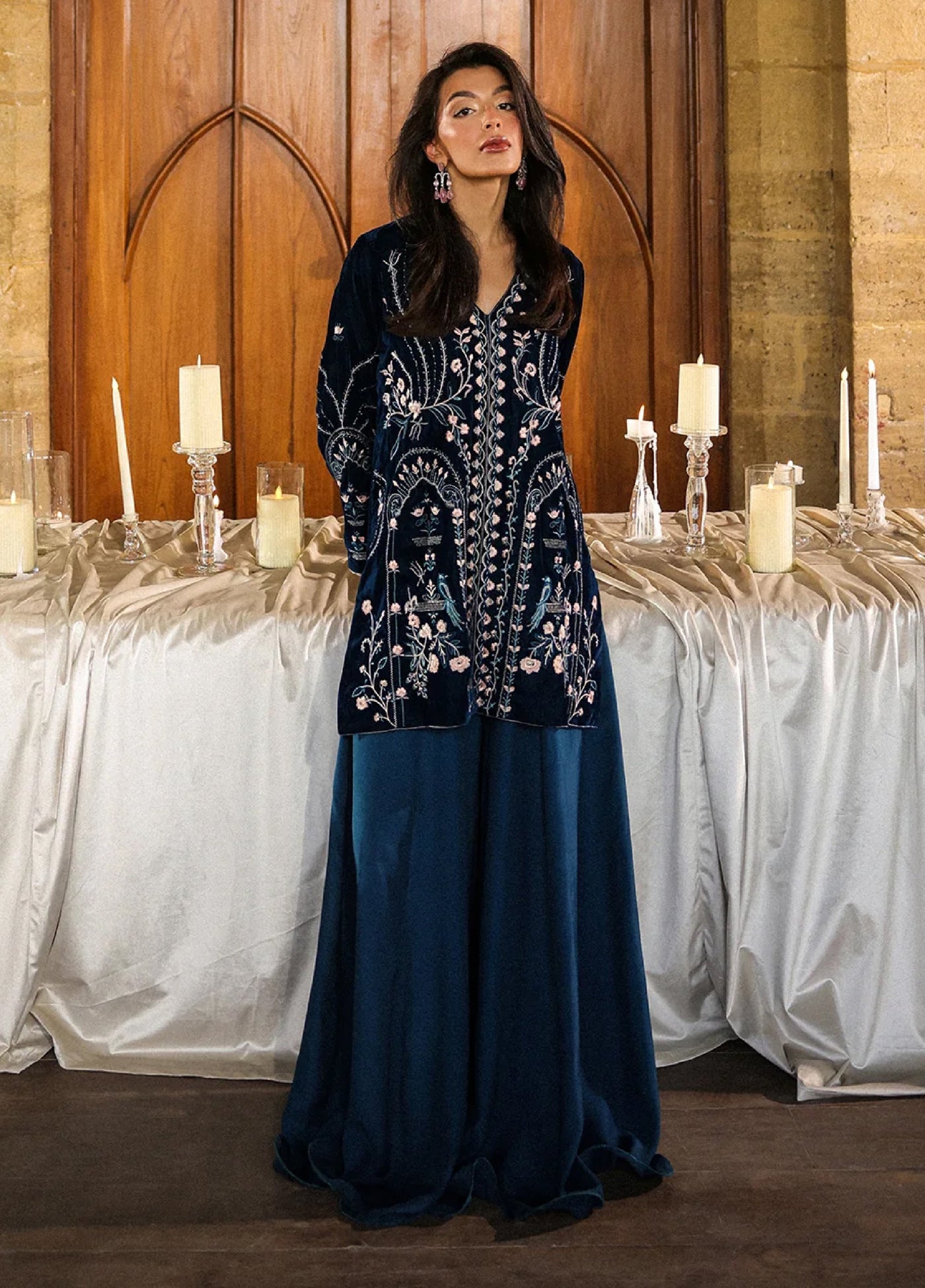 Elayra by Sahar Pret Velvet 2 Piece Embroidered Sapphire Allure - Festive Collection