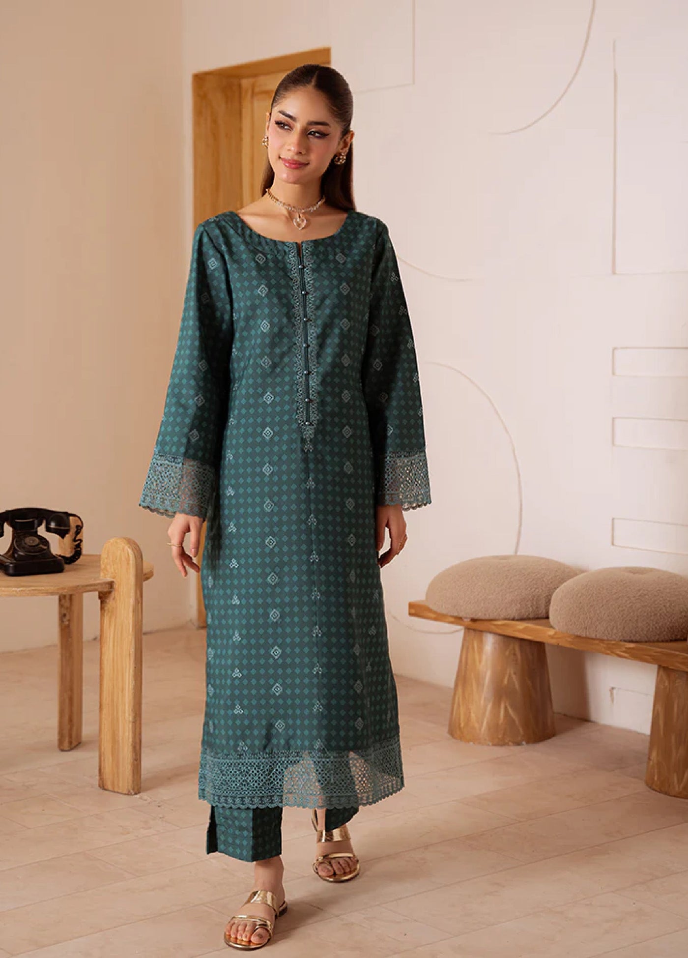 Basics by Gulaal Pret Embroidered Poly Lawn 2 Piece PL-24-S Midnight Fern - Summer Collection