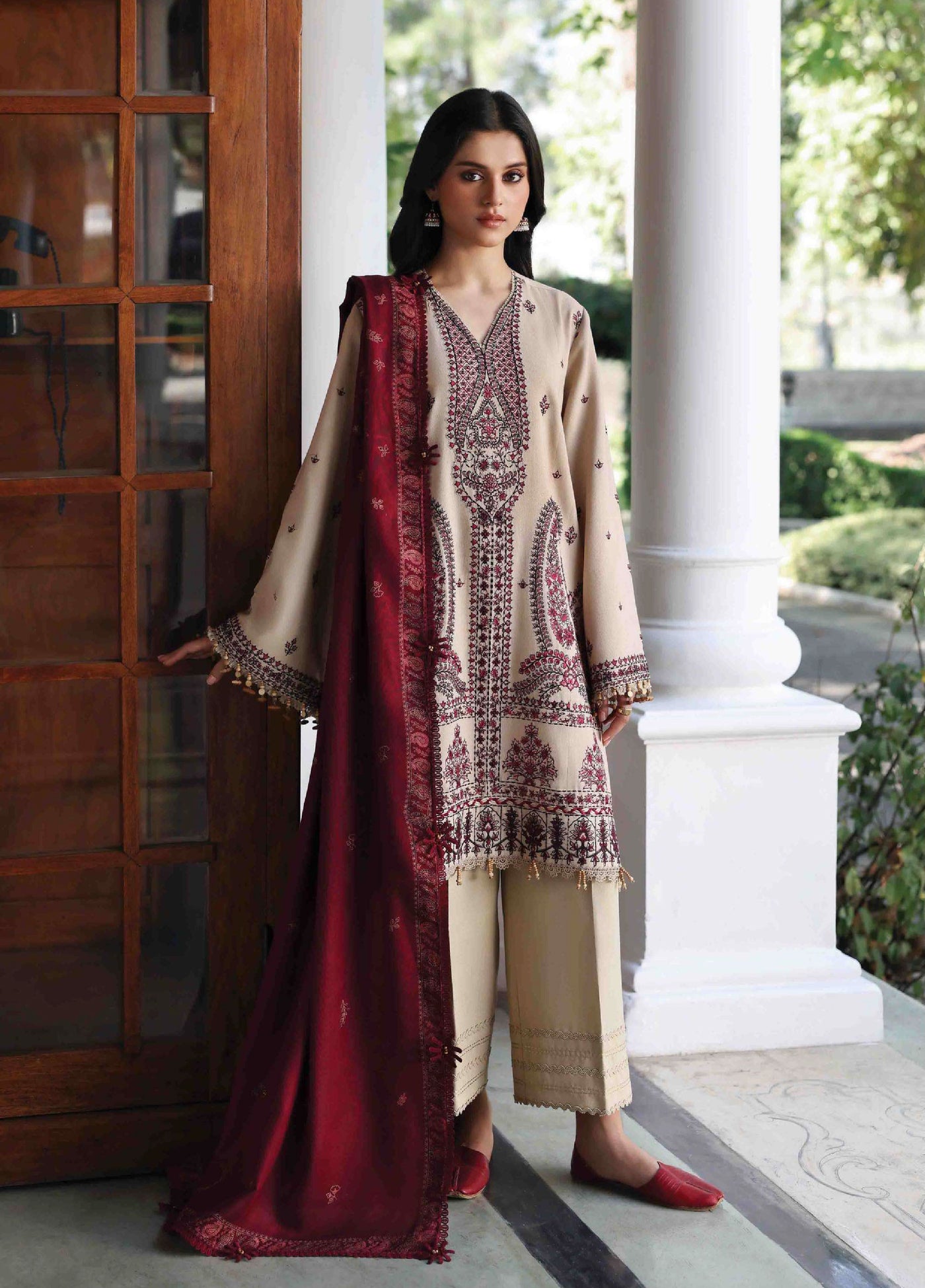 Amaris by Republic Womenswear Unstitched Luxury Shawl Karandi Embroidered Suits 3 Piece RW25AS D-2 - Winter Collection