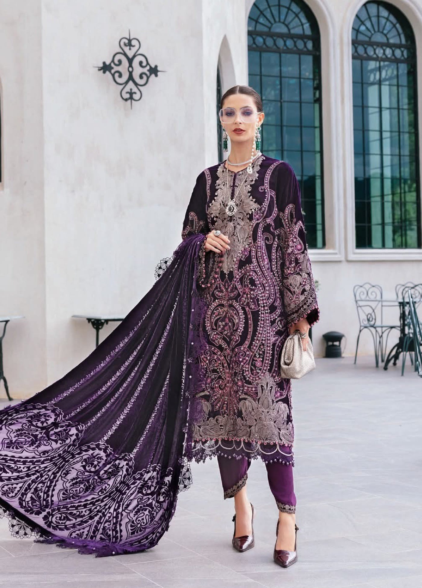 Luxe by Maria B Unstitched Embroidered Velvet 3 Piece MB25LW D11 - Winter Collection