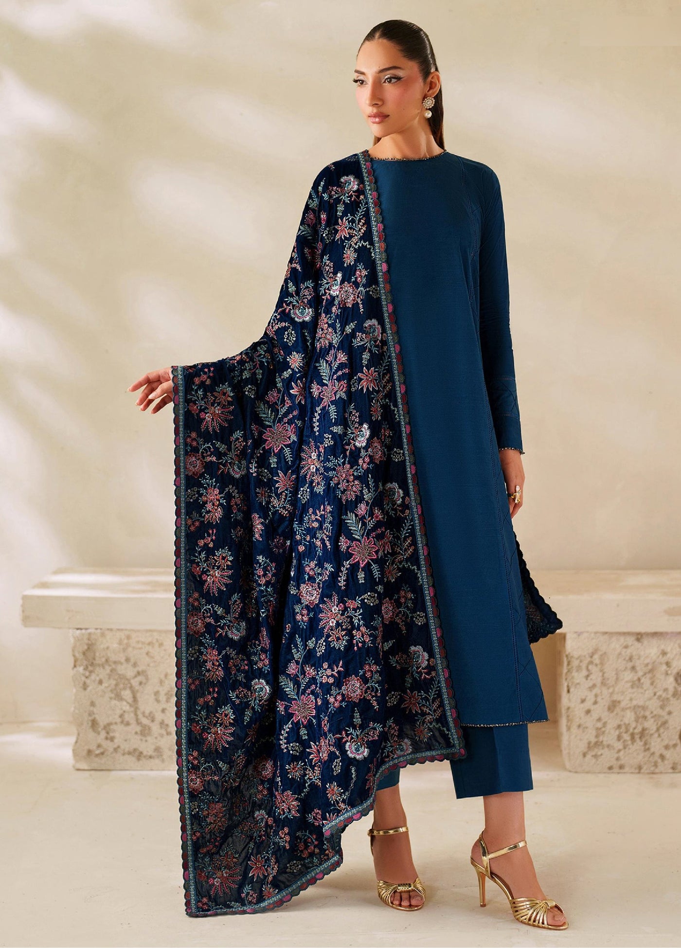 Zarif Unstitched Embroidered Raw Silk Suits 3 Piece ZRF25UF  ZRF-VS-01 - Festive Collection