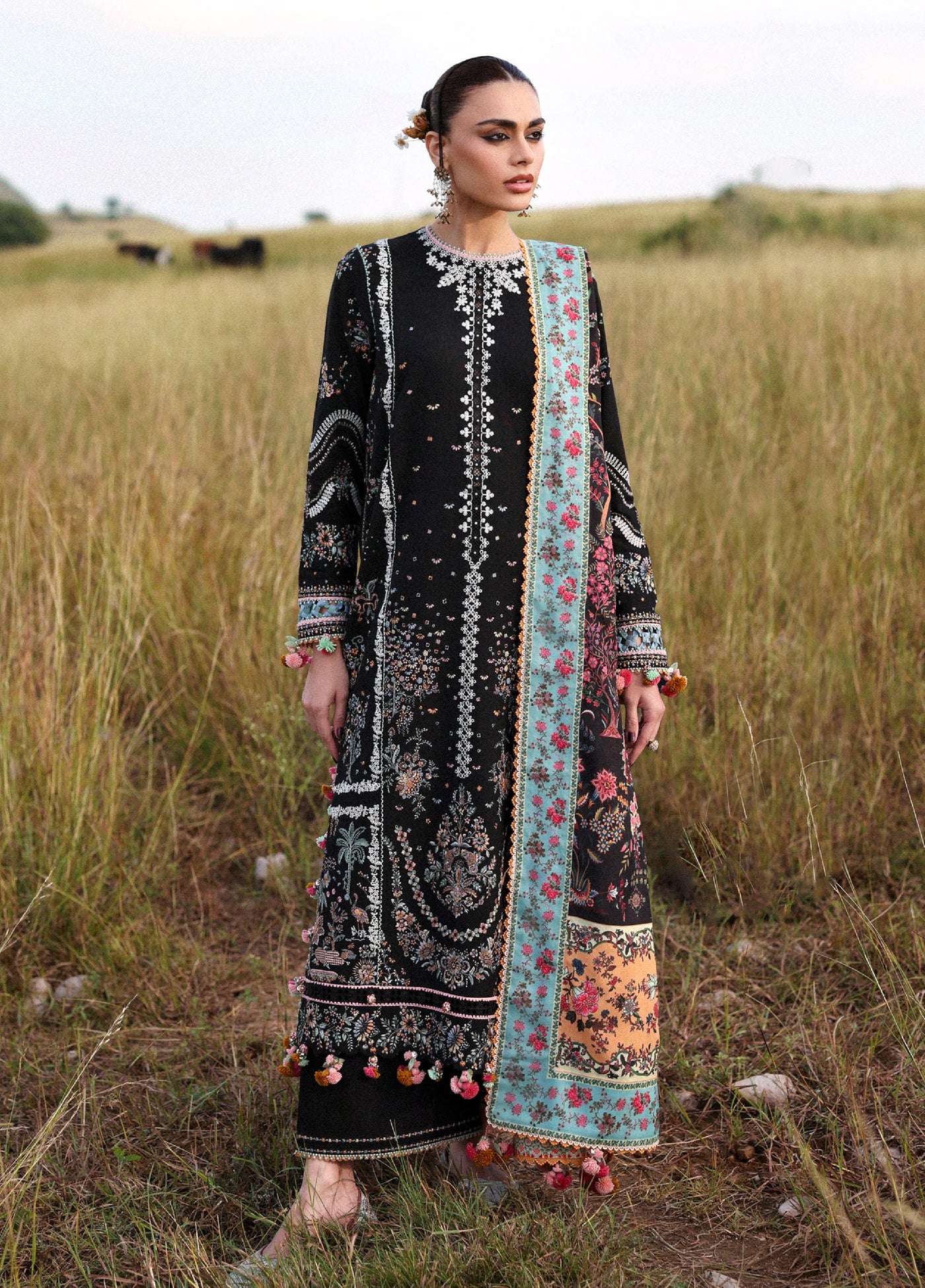 Hussain Rehar Embroidered Khaddar Suits Unstitched 3 Piece HRR25KW Malika - Winter Collection