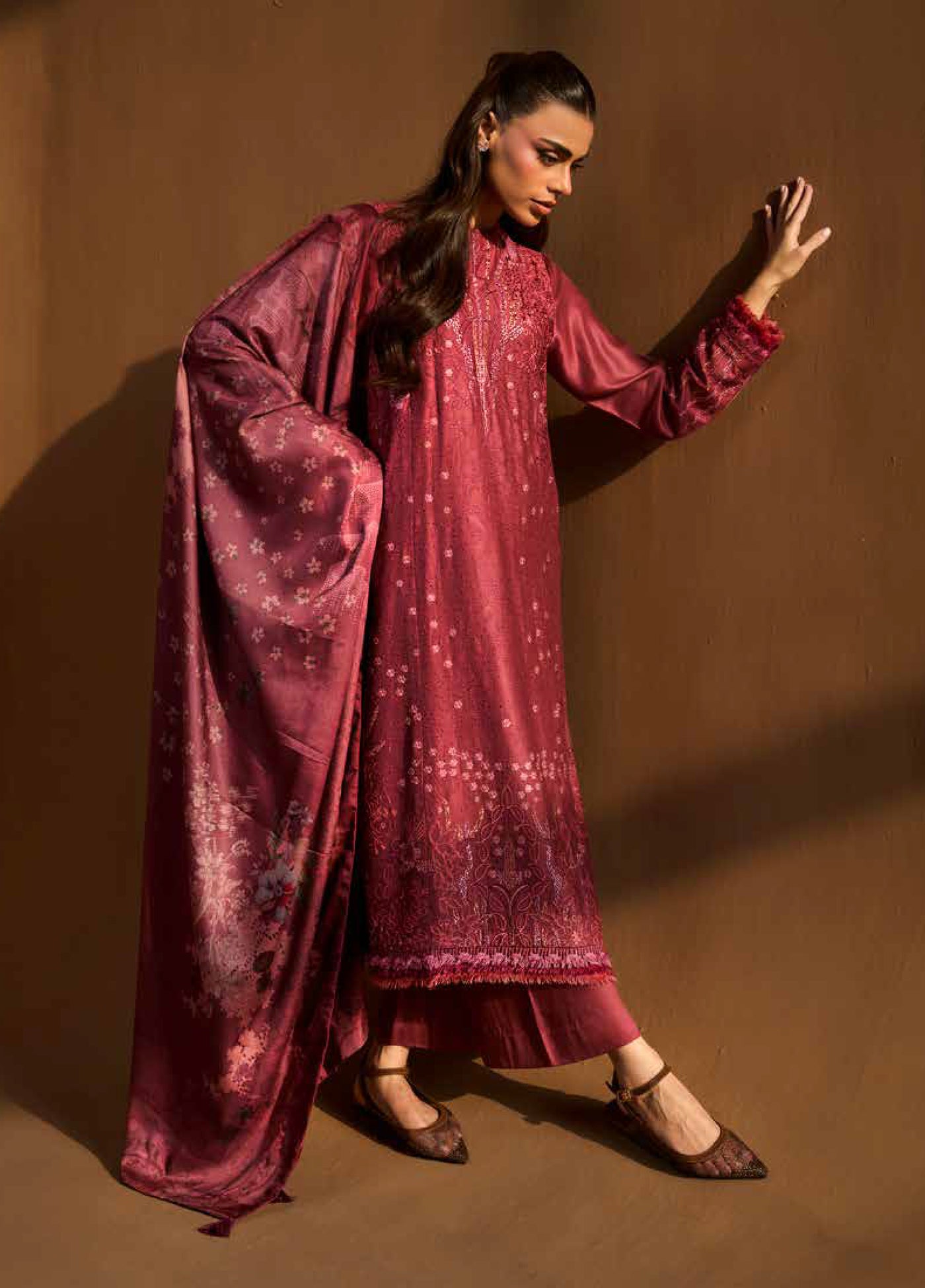 Sobia Nazir Unstitched Shawl Embroidered Herringbone 3 Piece SN25SW D-03 B - Winter Collection