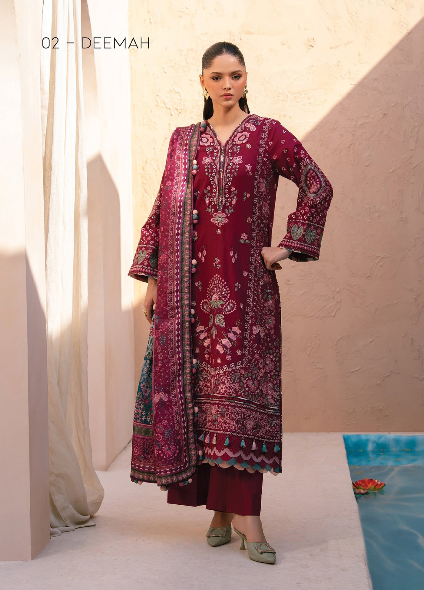 Rang e Khizaan by Xenia Unstitched Khaddar Embroidered Suits 3 Piece XE25SW D-02 DEEMAH - Winter Collection