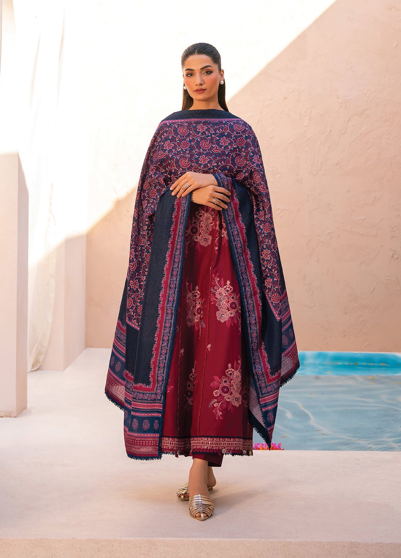 Rang e Khizaan by Xenia Unstitched Khaddar Embroidered Suits 3 Piece XE25SW D-10 AFAZA - Winter Collection