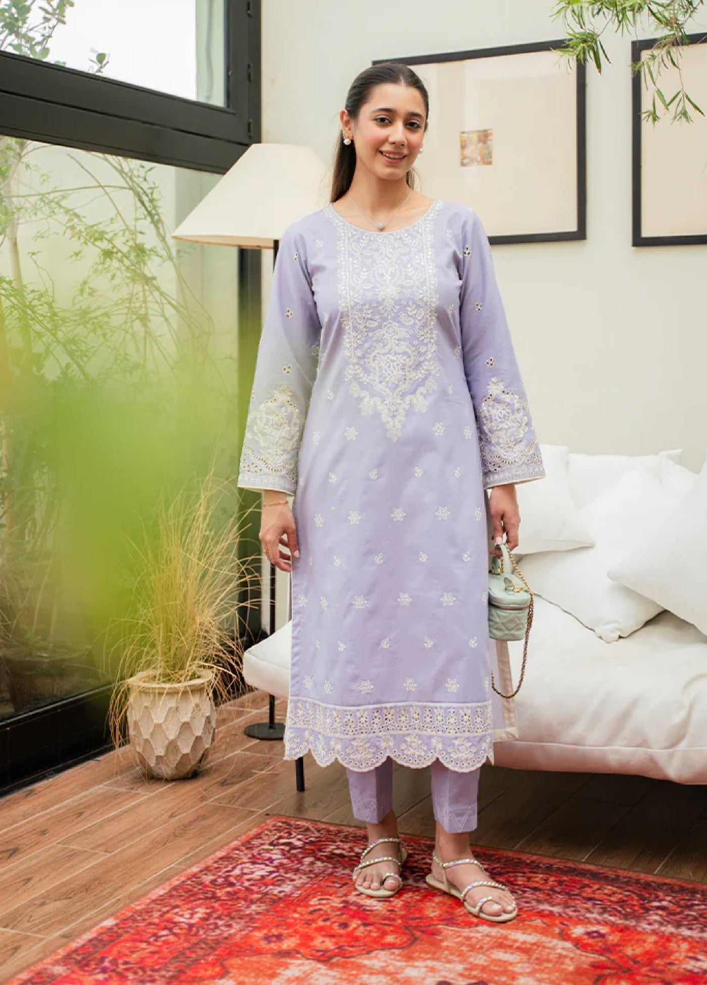 Basics by Gulaal Pret Embroidered Lawn 2 Piece DW-06 Serene Lilac - Summer Collection