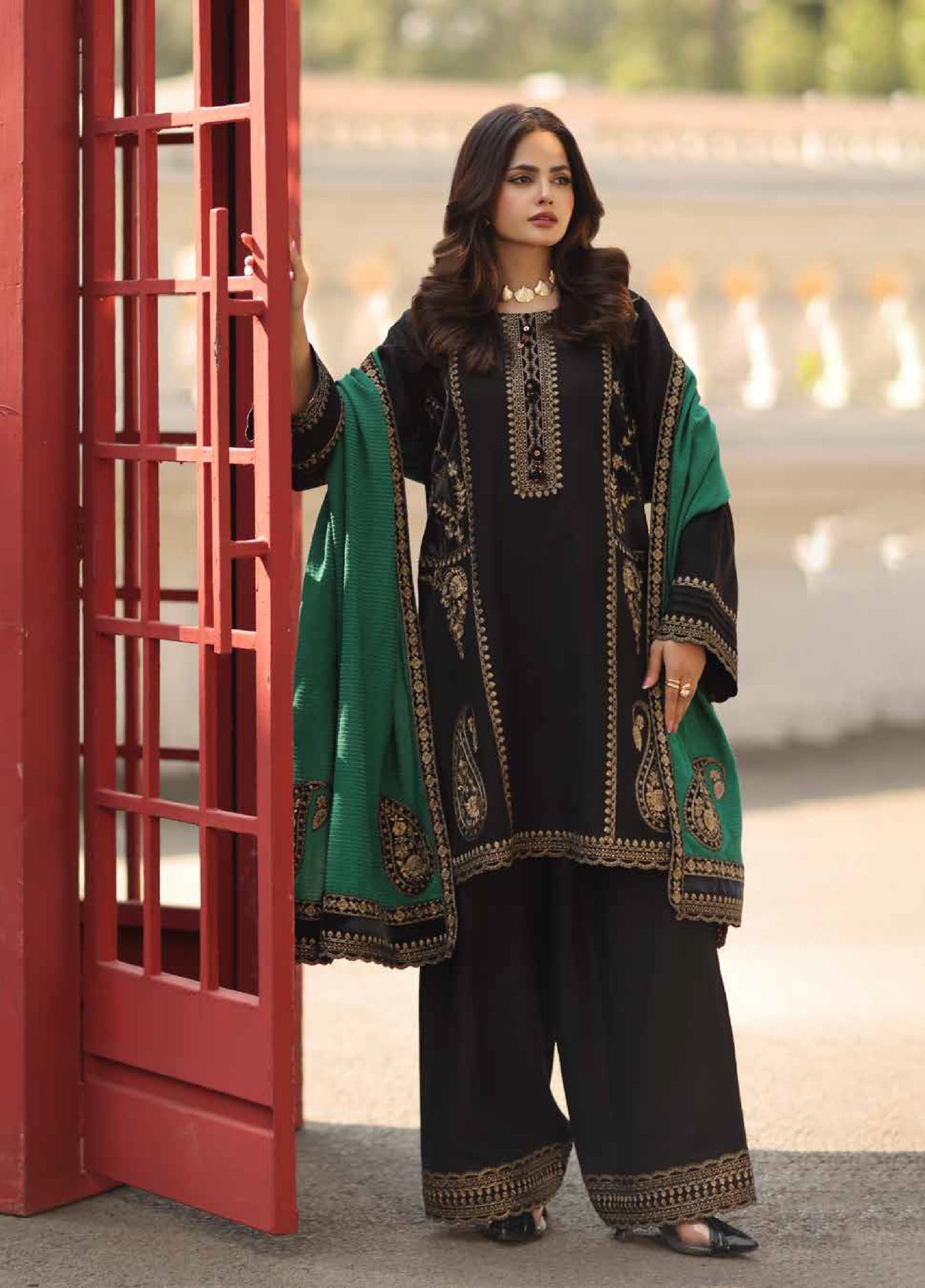 Charizma Signature Unstitched Embroidered Peach Leather 3 Piece CRZ25SP CSW5-06 - Winter Collection