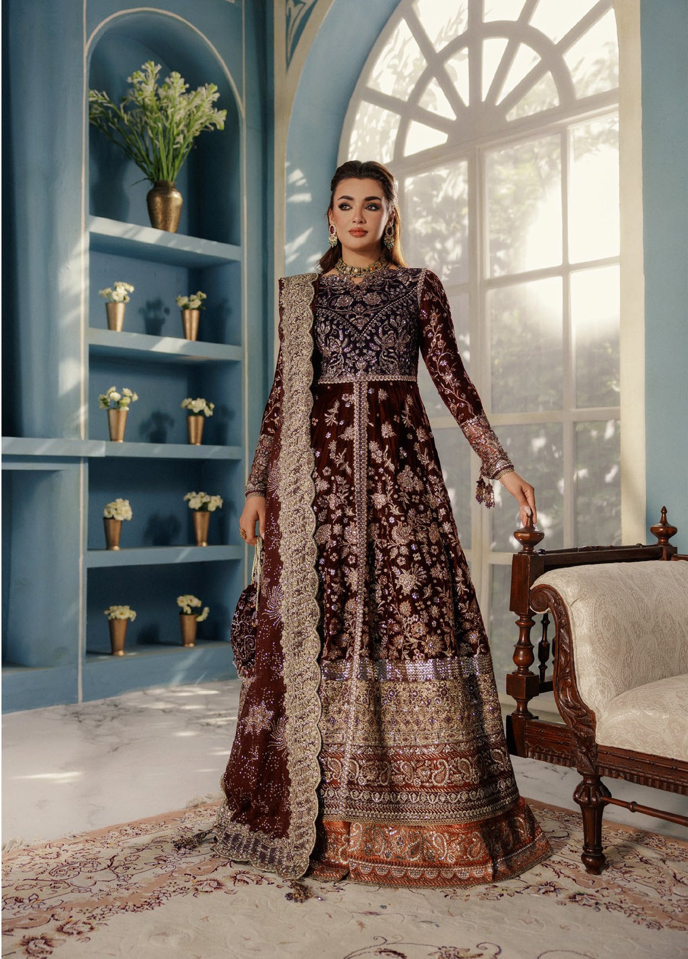 AIK Udaipur Velvet Unstitched Luxury Embroidered 3 Piece AIK25 D-03 - Formals Collection