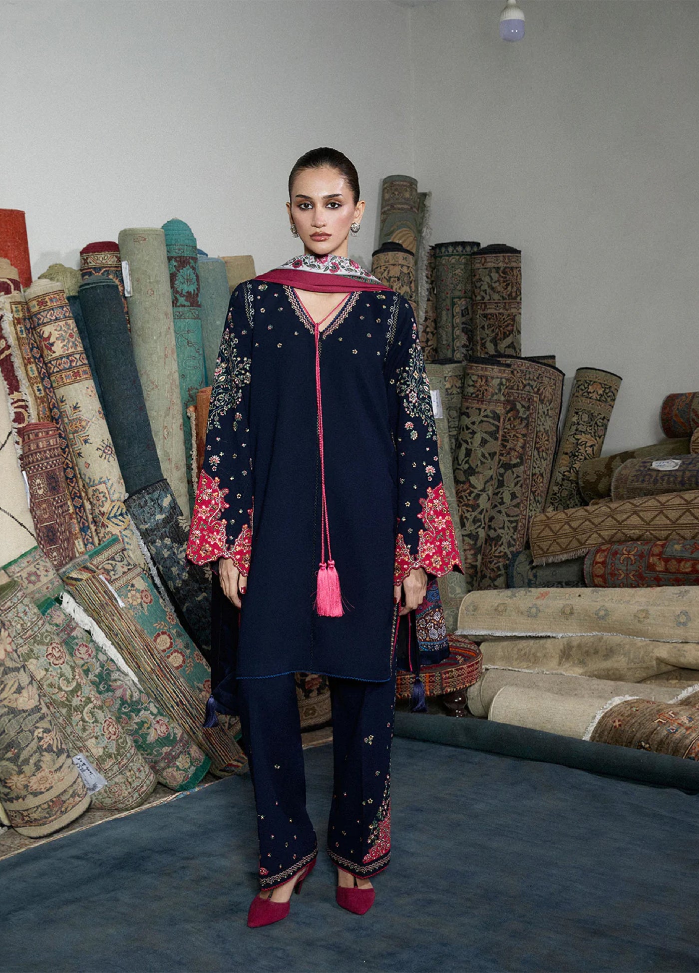 Jugnu by Hussain Rehar Unstitched Karandi Embroidered Suits 3 Piece HR25JW Firo - Winter Collection