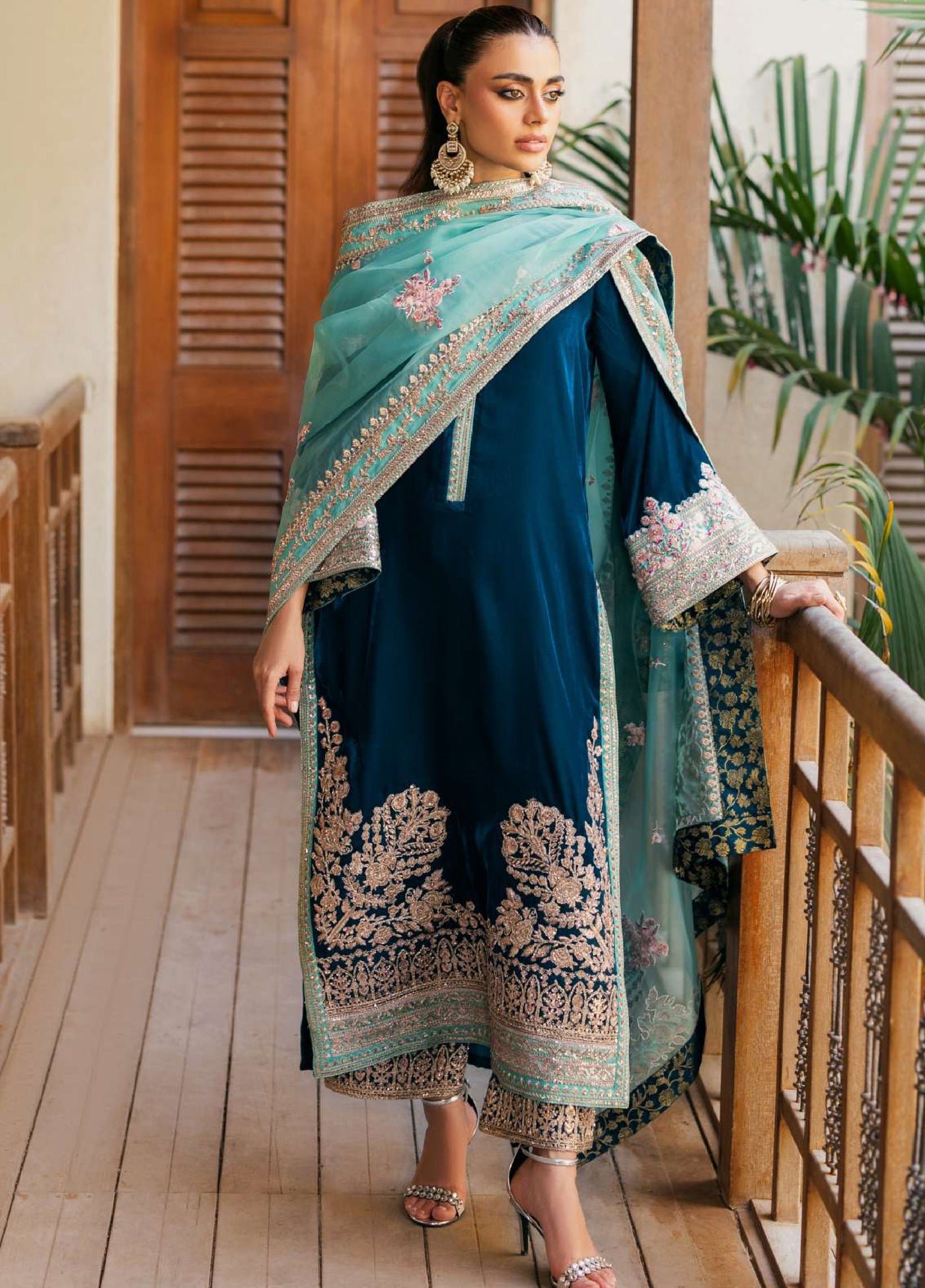 Zainab Chottani Unstitched Velvet Embroidered 3 Piece ZC25UV Elsa - Festive Collection