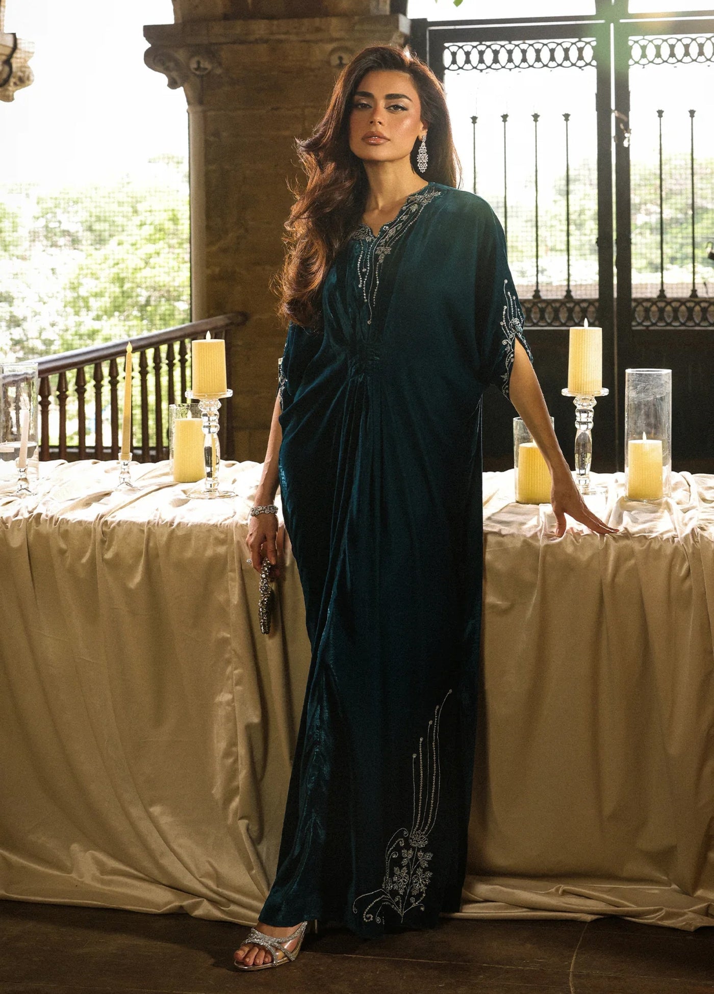 Elayra by Sahar Pret Velvet 1 Piece Embroidered Emerald Enchant - Festive Collection