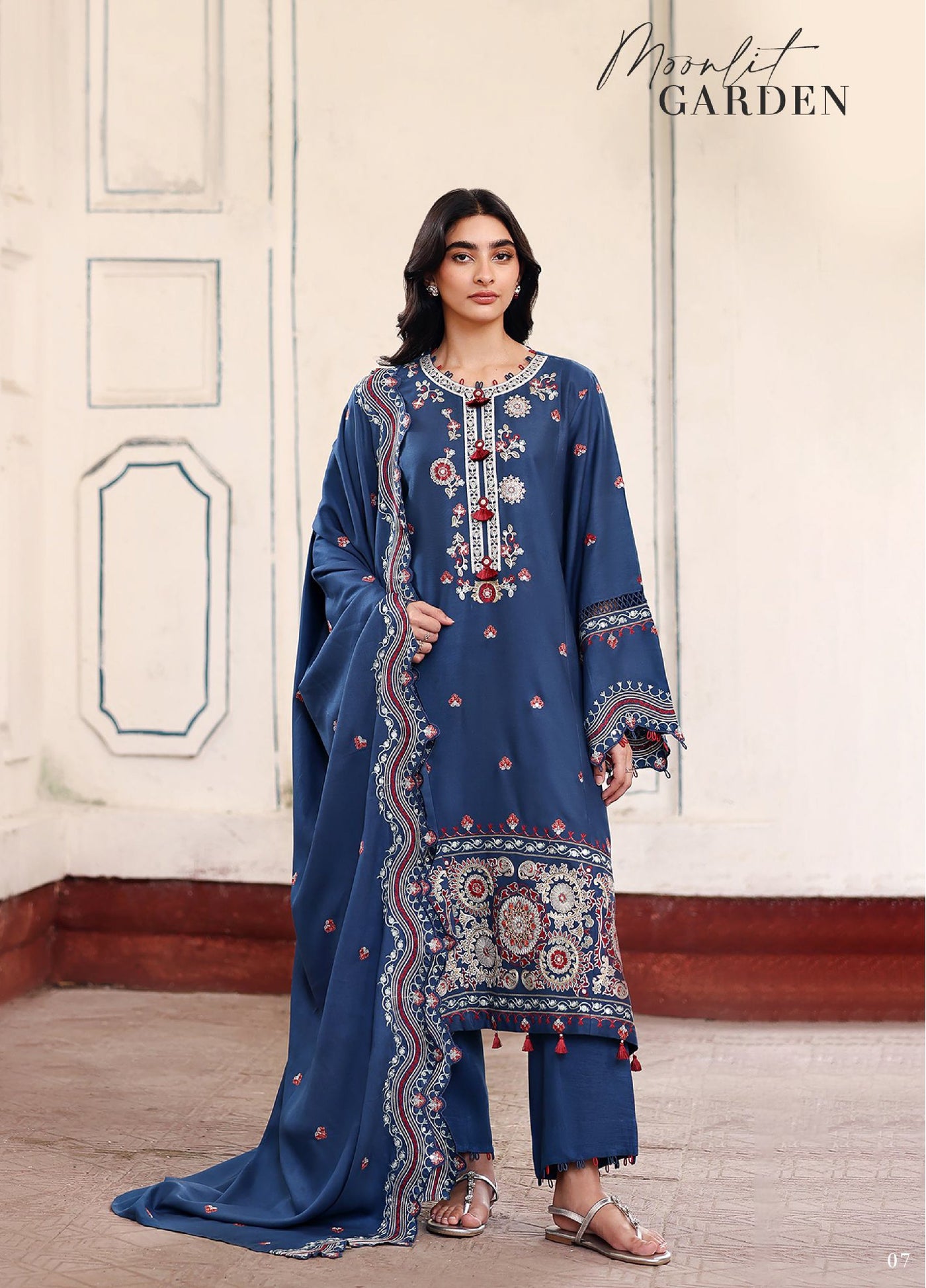 Cross Stitch Unstitched RTS Marina Embroidered Suits 3 Piece CS25MW D-04 Moonlit Garden - Winter Collection