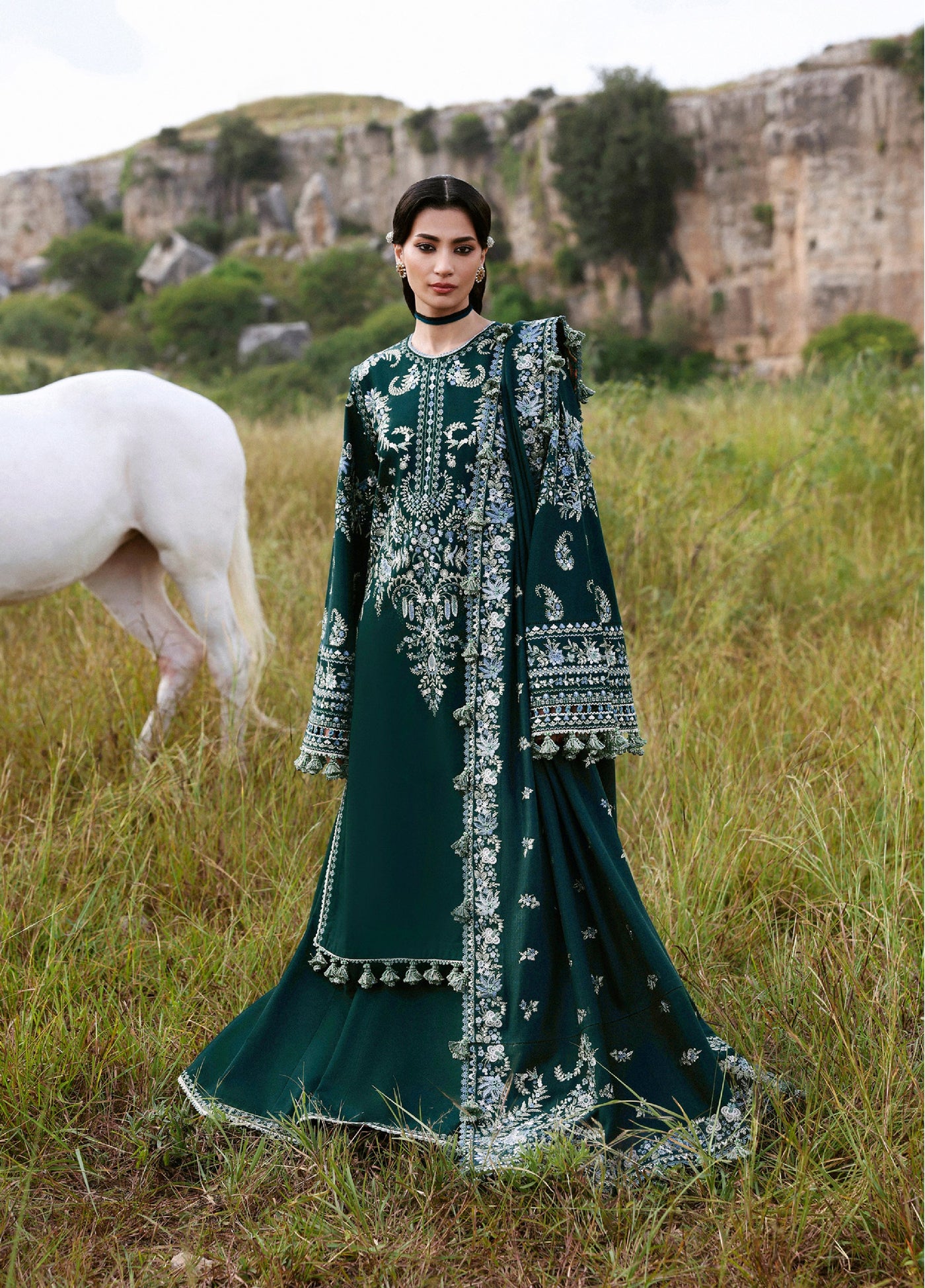 Hussain Rehar Embroidered Khaddar Suits Unstitched 3 Piece HRR25KW Johar - Winter Collection