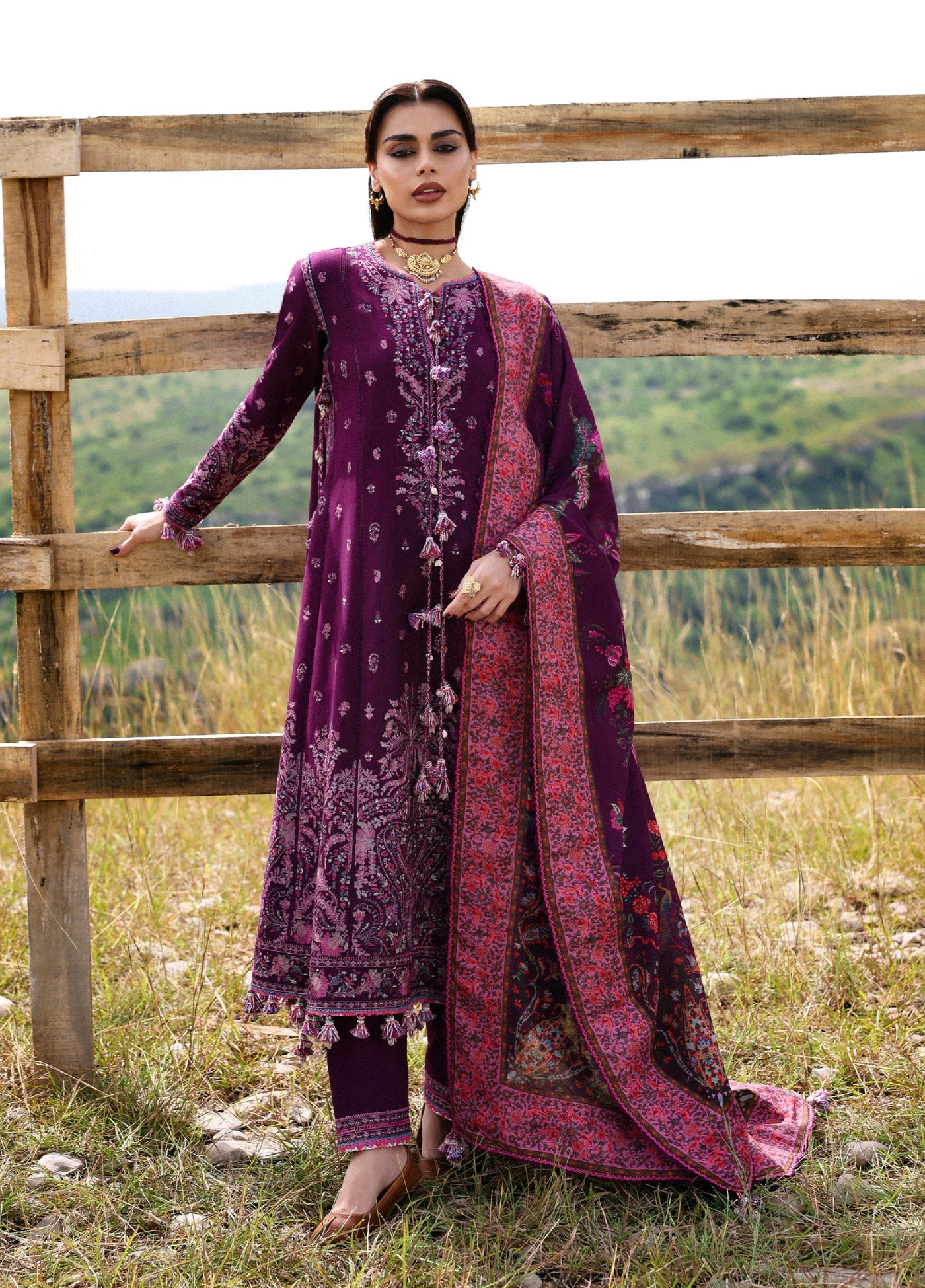 Hussain Rehar Embroidered Khaddar Suits Unstitched 3 Piece HRR25KW Jamni - Winter Collection