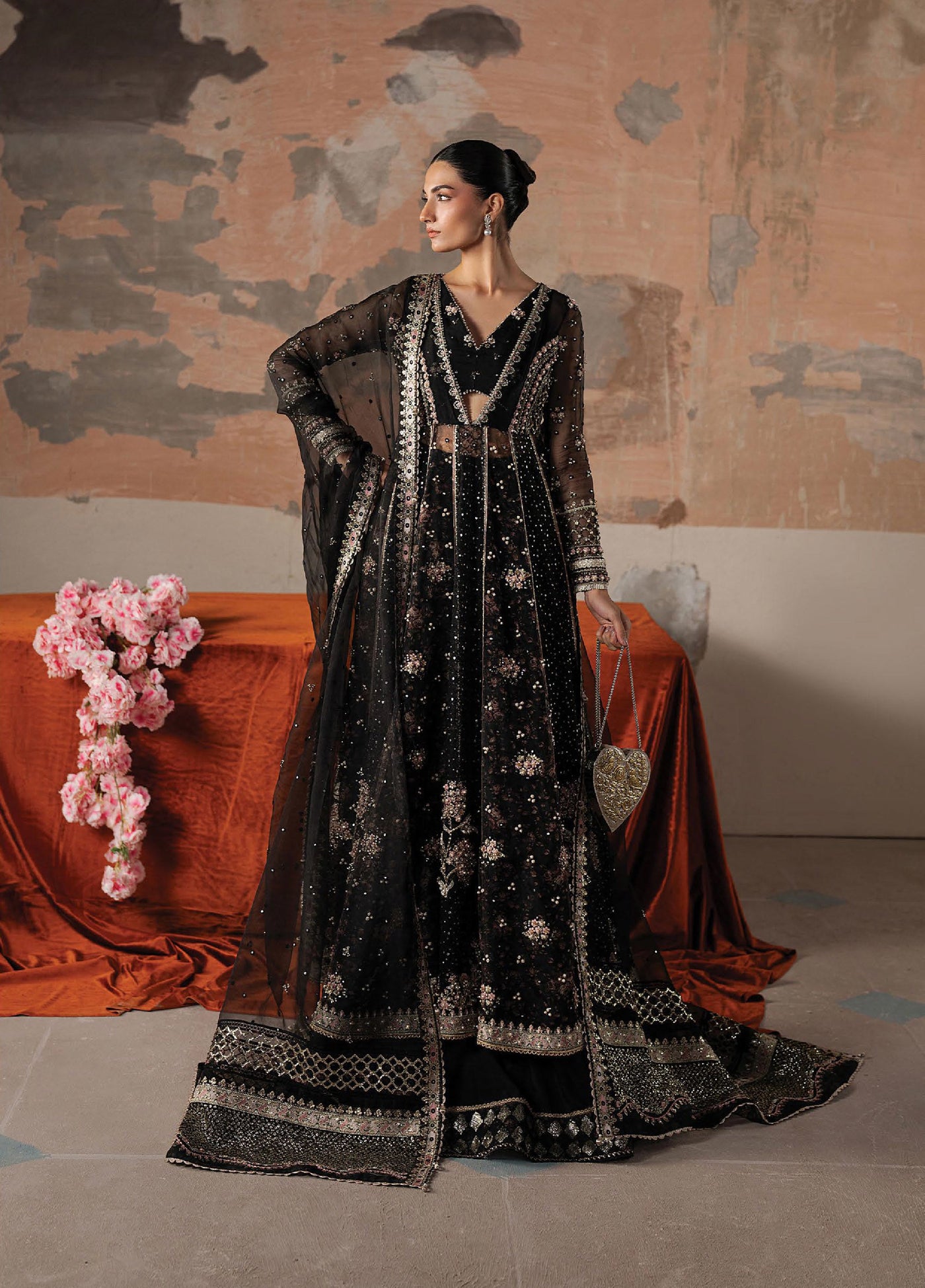 Solaris by Ayzel Unstitched Formals Organza Suits 3 Piece AAF25SW Dusklore - Wedding Collection