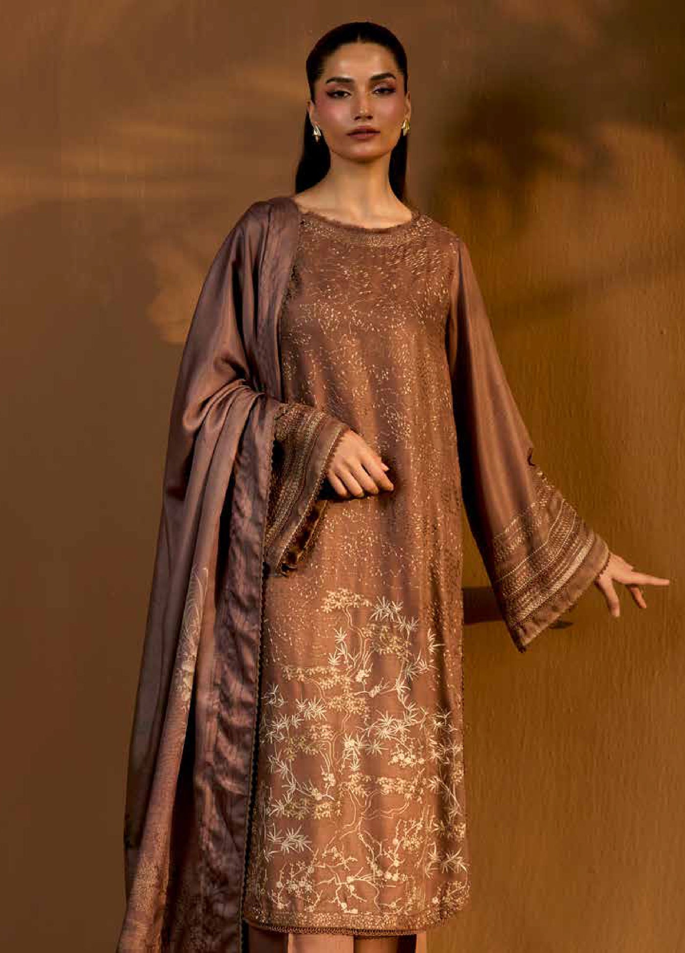 Sobia Nazir Unstitched Shawl Embroidered Herringbone 3 Piece SN25SW D-01 B - Winter Collection