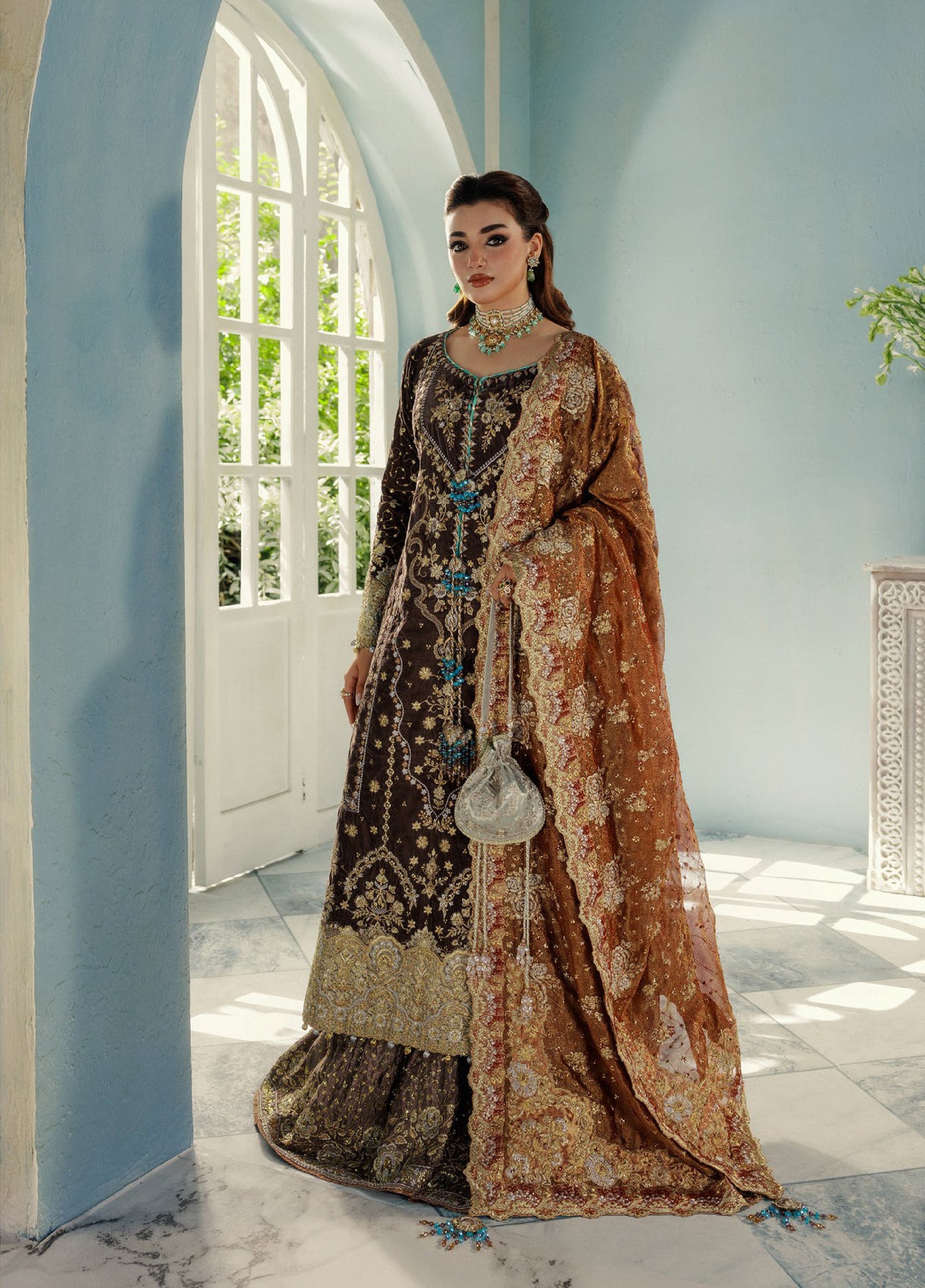 AIK Udaipur Velvet Unstitched Luxury Embroidered 3 Piece AIK25 D-07 - Formals Collection