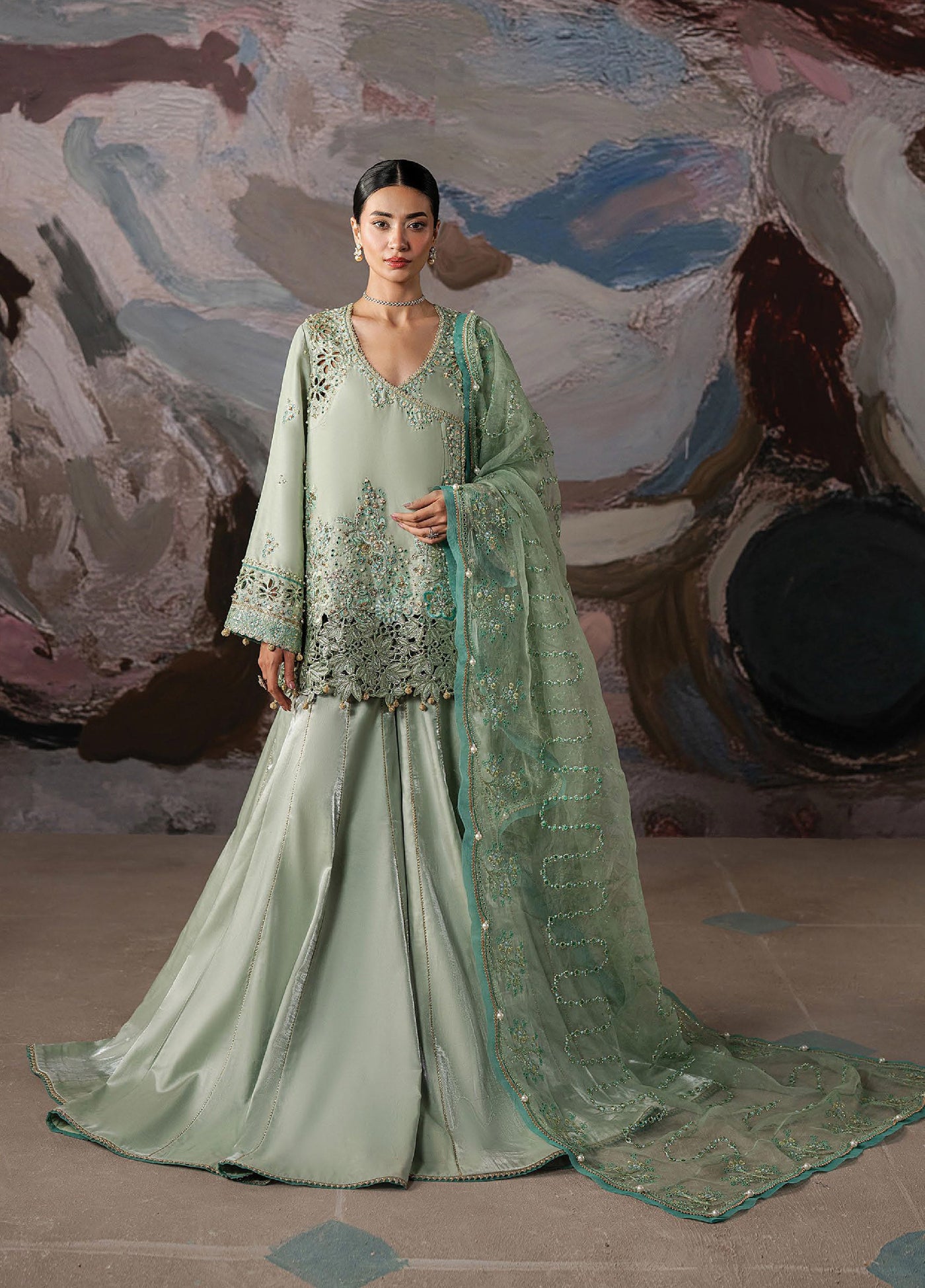 Solaris by Ayzel Unstitched Formals Silk Suits 3 Piece AAF25SW Glowen - Wedding Collection