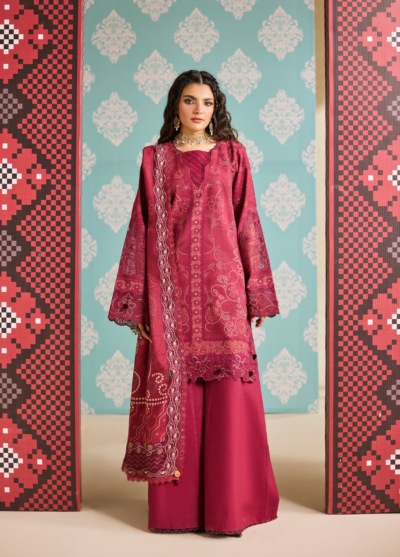 Zync by Florent One Nation Unstitched Khaddar Embroidered Suits 3 Piece FL25ON FL-8B - Casual Collection