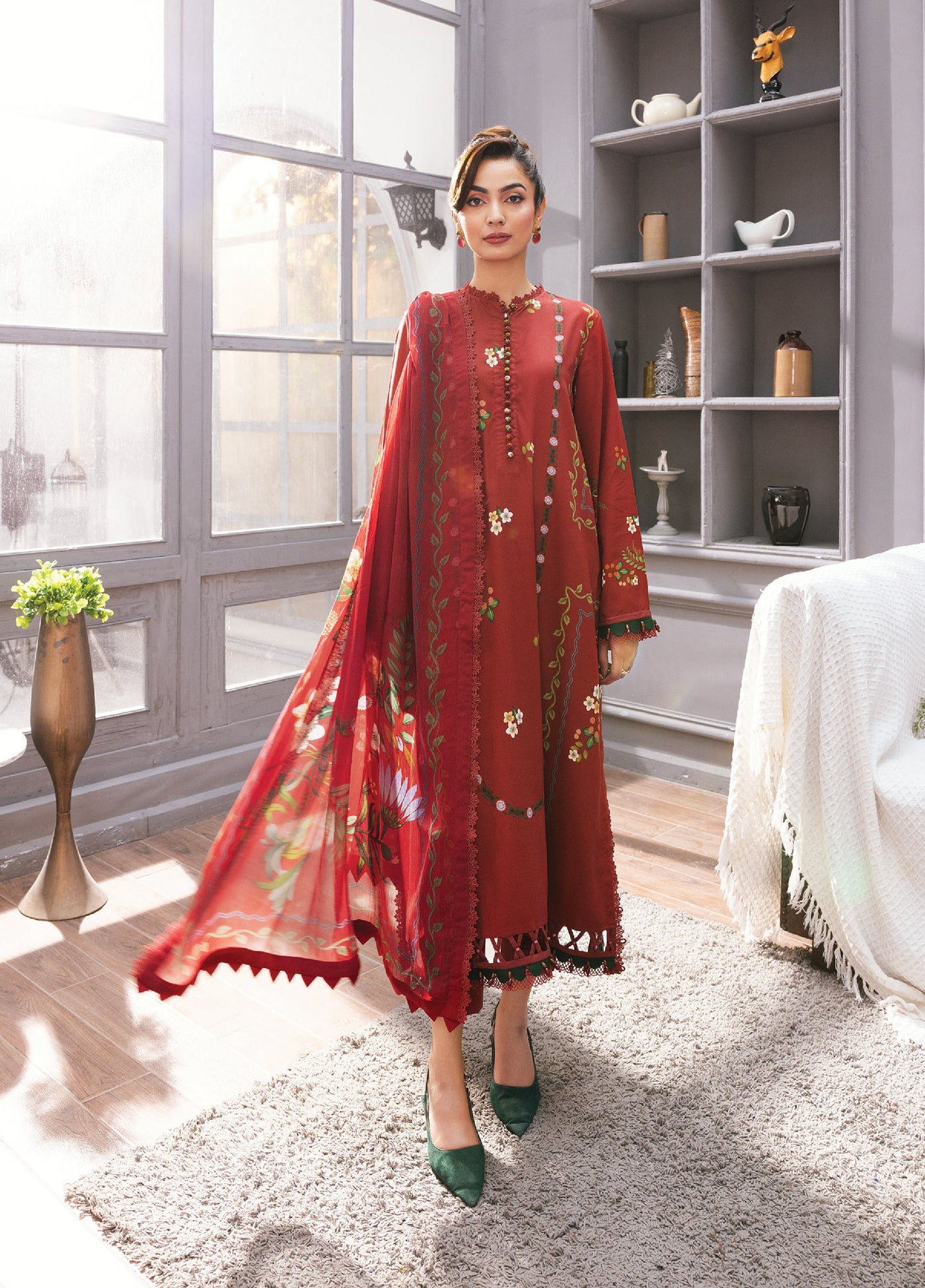 M Basics By Maria B Unstitched Digital Printed Linen 3 Piece MB25UW 1105-A - Winter Collection