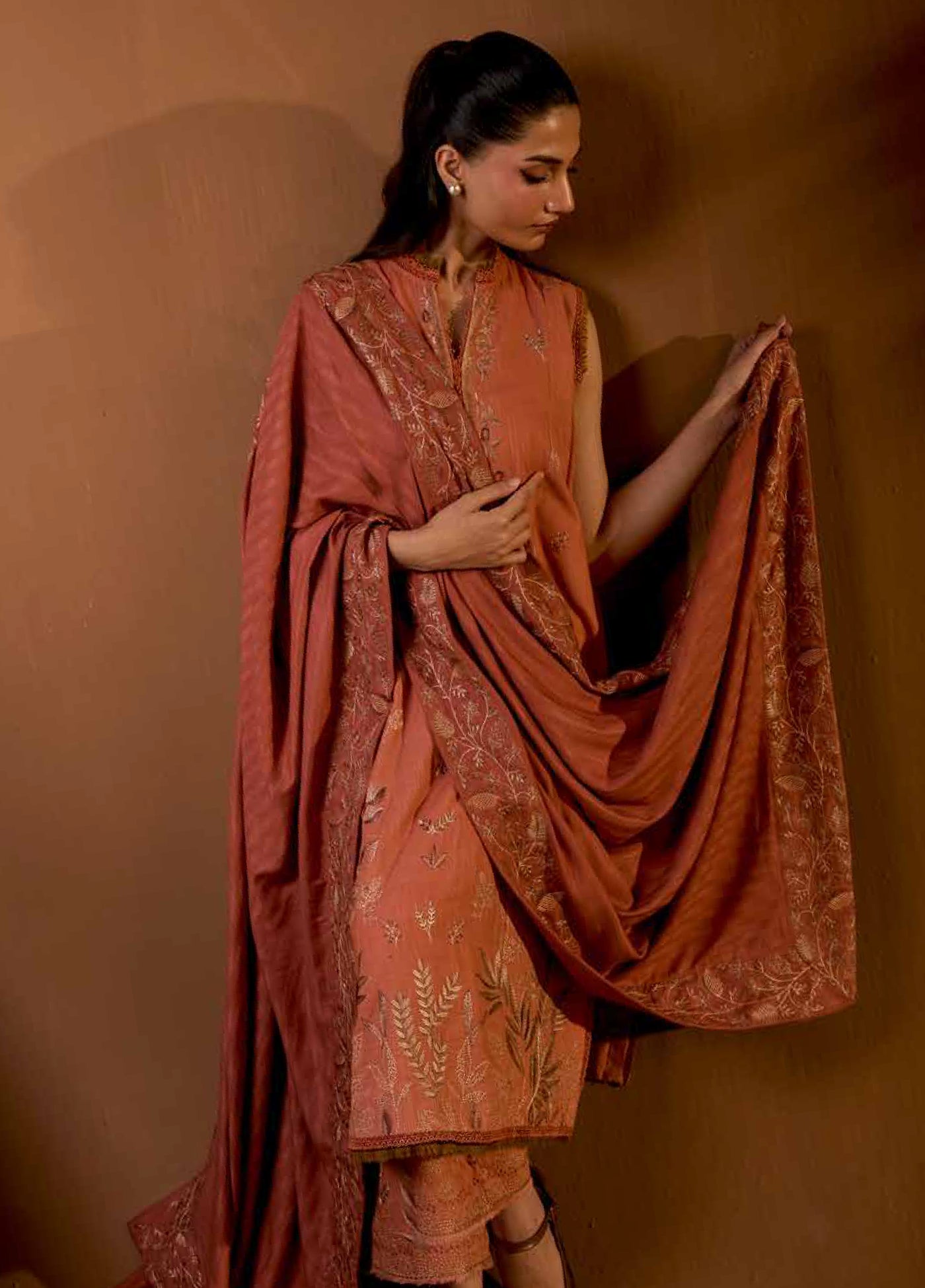 Sobia Nazir Unstitched Shawl Embroidered Khaddar 3 Piece SN25SW D-04 A - Winter Collection