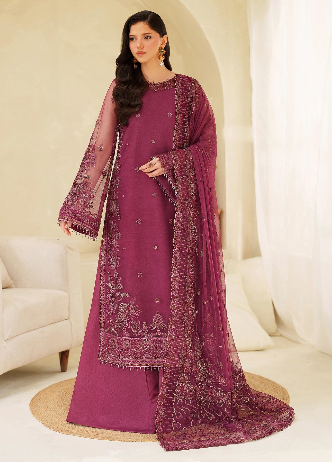 Meesa by Zarif Unstitched Net Embroidered Suits 3 Piece ZAF25MF ZRF-ML-03 ORILA - Winter Collection