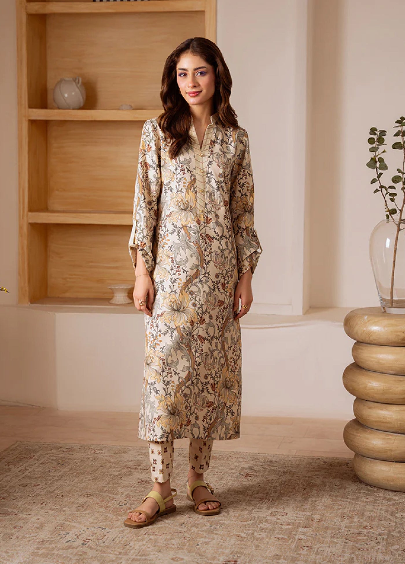 Basics by Gulaal Pret Embroidered Poly Lawn 2 Piece PL-20-S Sandalwood Bloom - Summer Collection