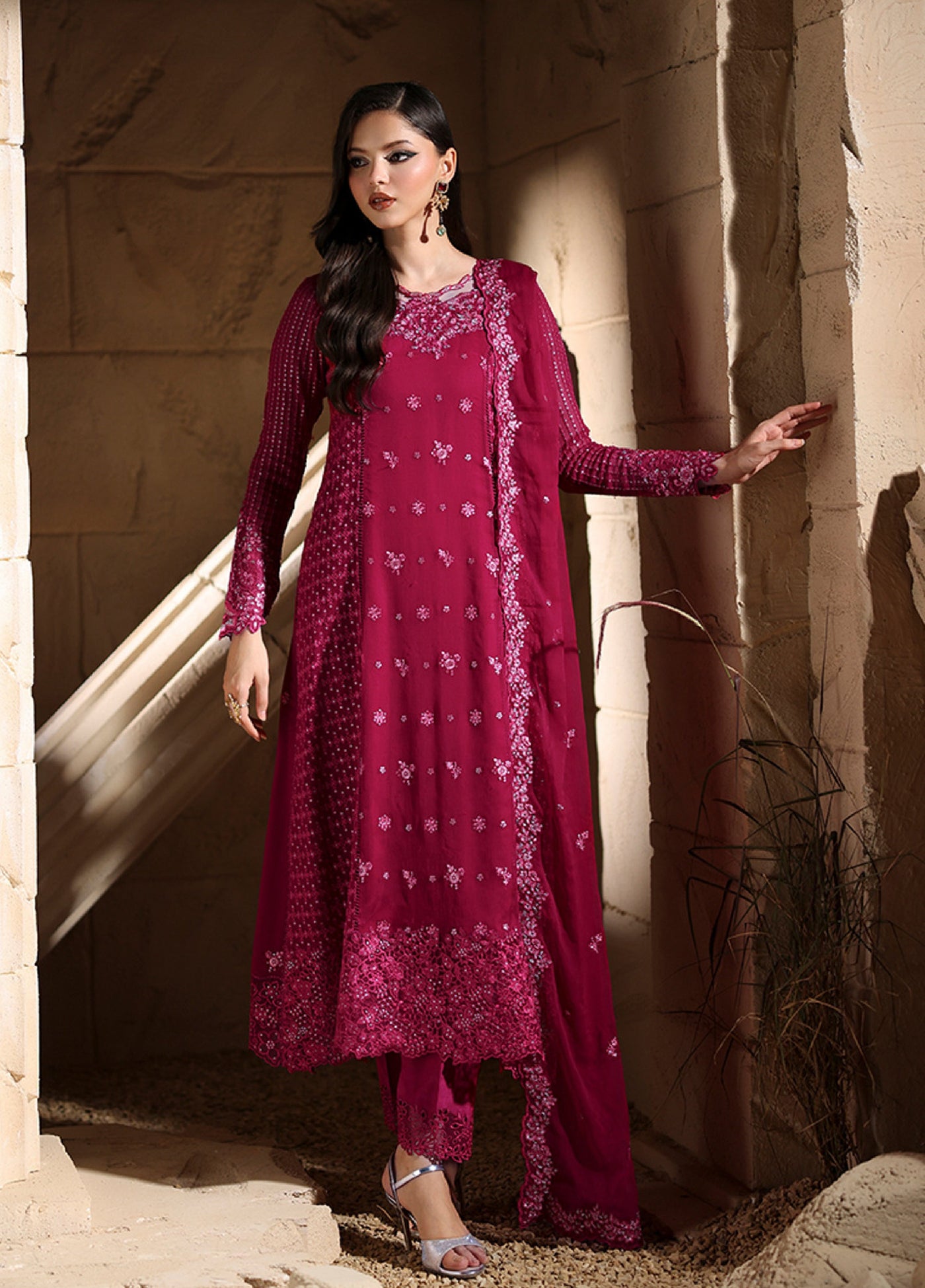 Luxe by Azure Unstitched Chiffon Embroidered Suits 3 Piece AZ25LF Amoura - Festive Collection