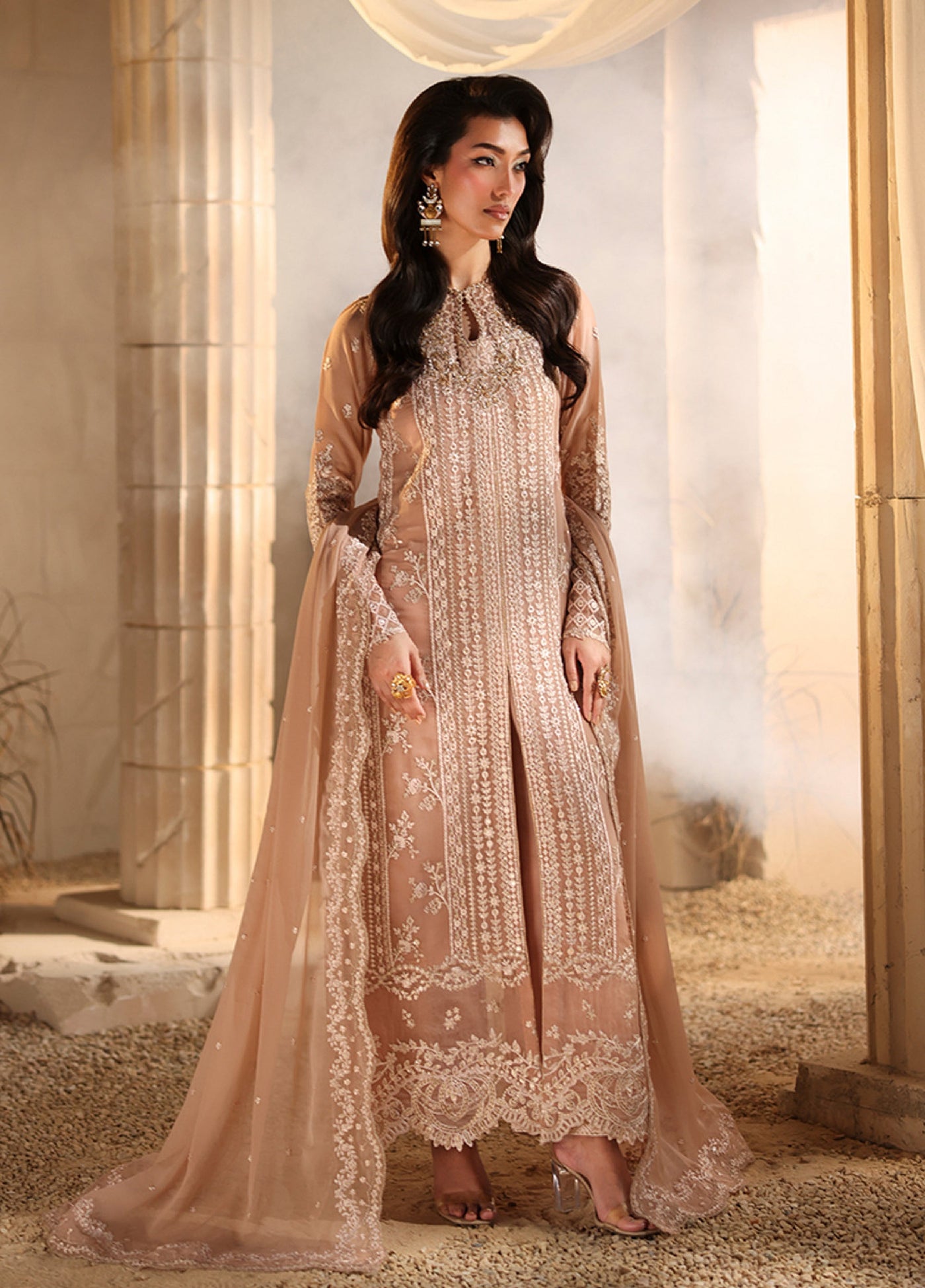 Luxe by Azure Unstitched Chiffon Embroidered Suits 3 Piece AZ25LF Lueur - Festive Collection