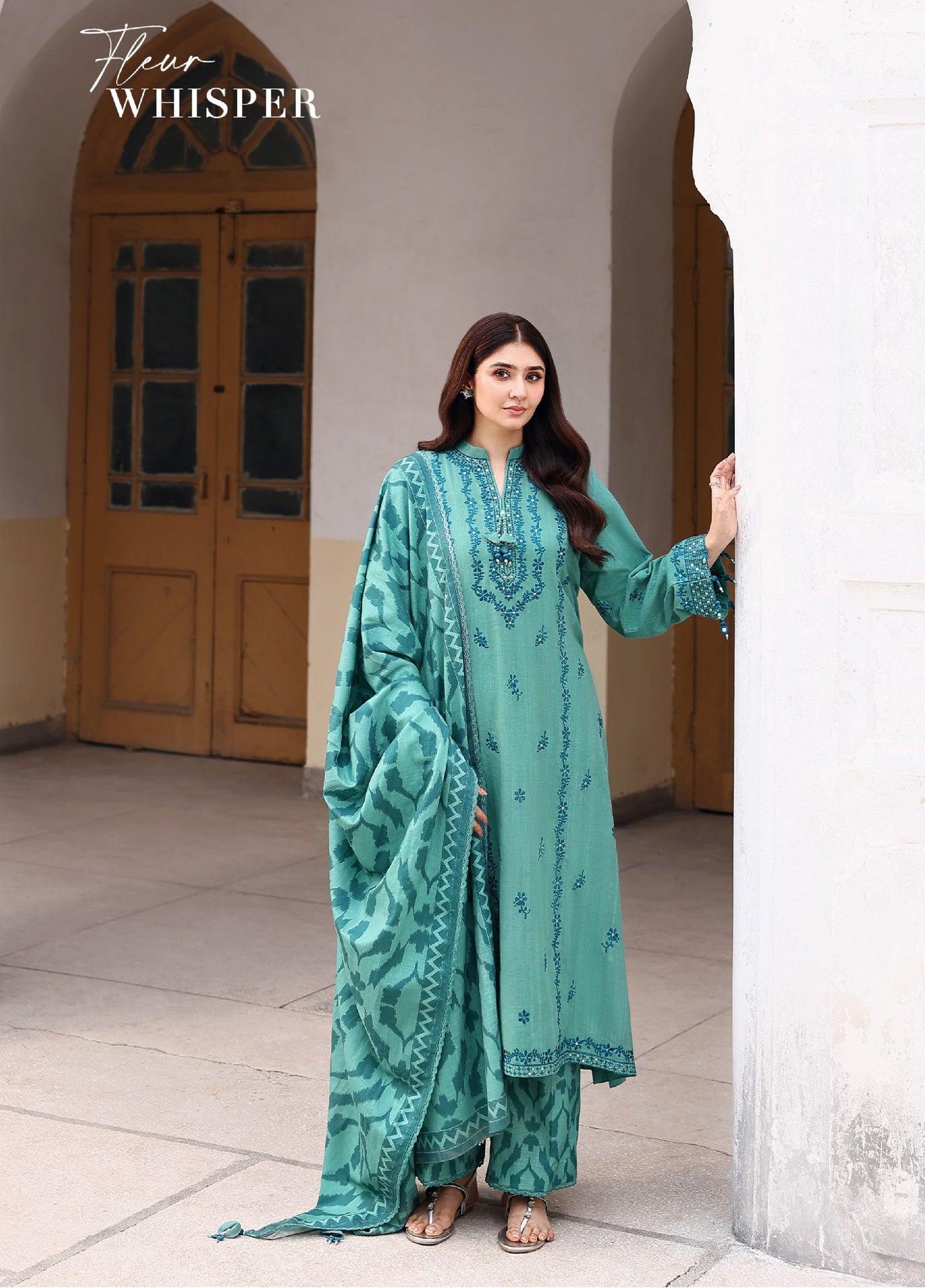 Cross Stitch Unstitched RTS Khaddar Embroidered Suits 3 Piece CS25KW D-01 Fluer Whisper - Winter Collection