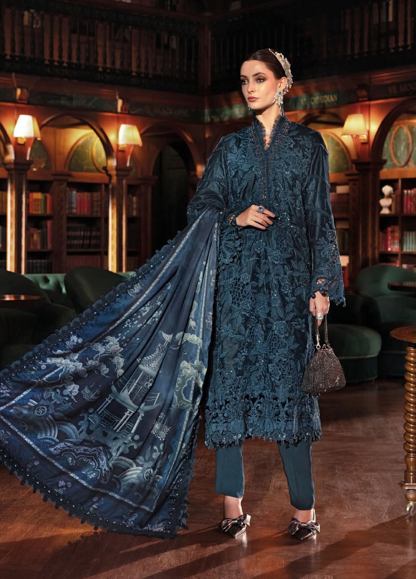 Luxe by Maria B Unstitched Embroidered Velvet 3 Piece MB25LW D10 - Winter Collection