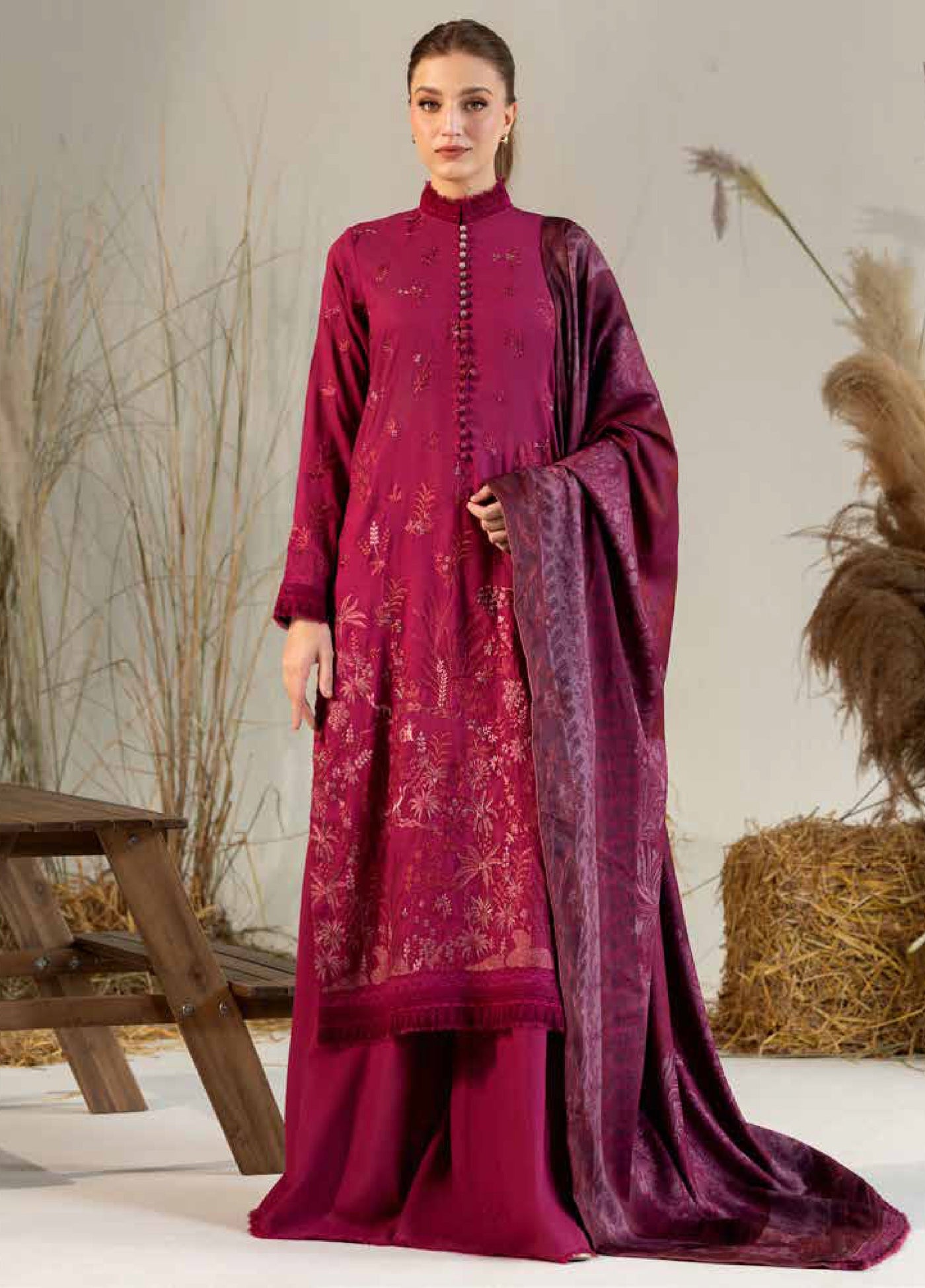 Sobia Nazir Winter Embroidered Karandi Suits 3 Piece SN25WU D-01 A - Winter Collection