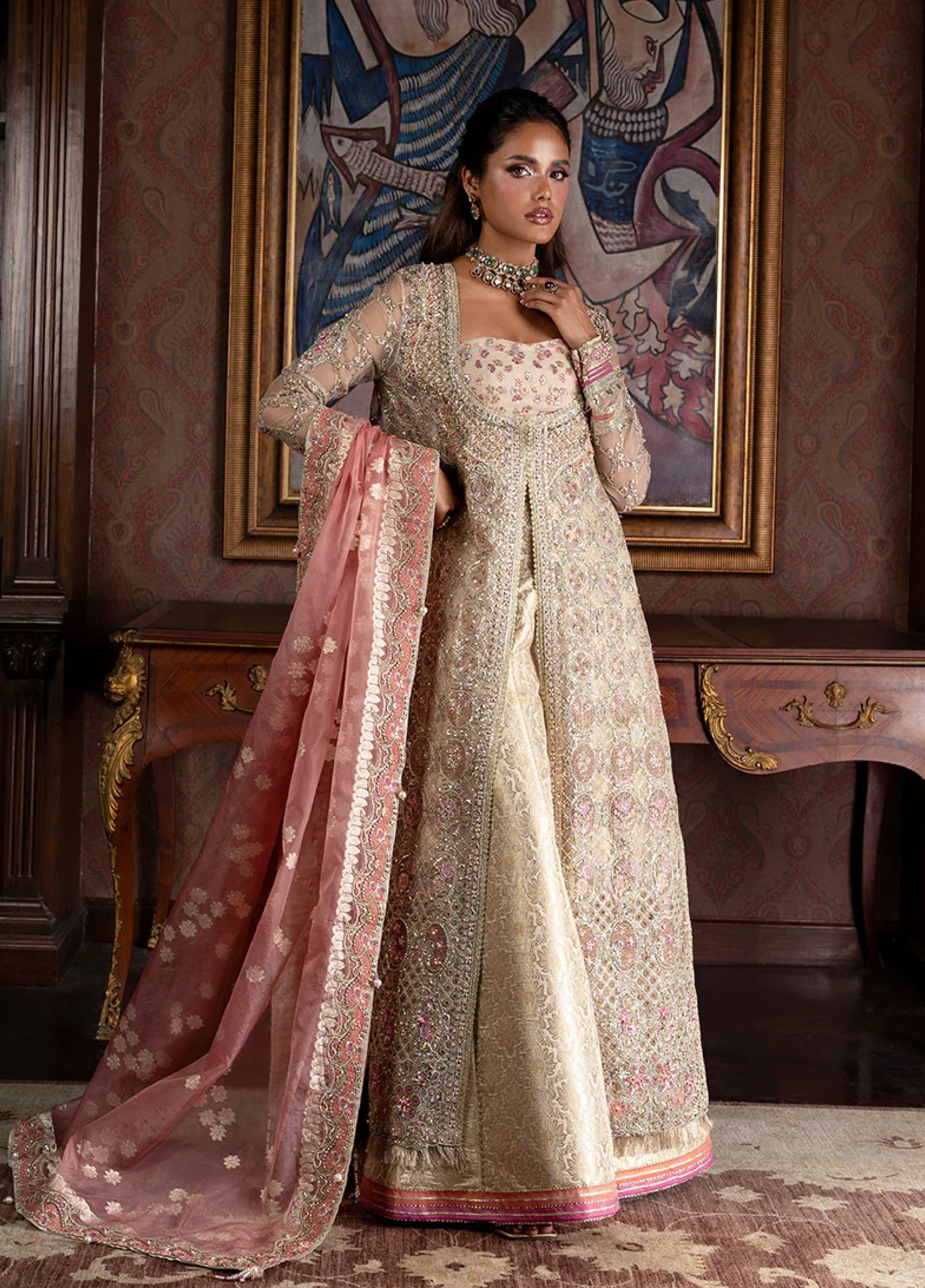 Darling by Mushq Unstitched Embroidered Organza 4 Piece Suits MU25DW Jhilmil - Wedding Collection