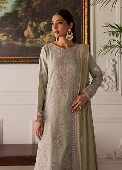 Nureh Exclusive Unstitched Luxury Leather Peach Velvet Shawl Embroidered Suits 3 Piece NU25NS NE-203 - Festive Collection