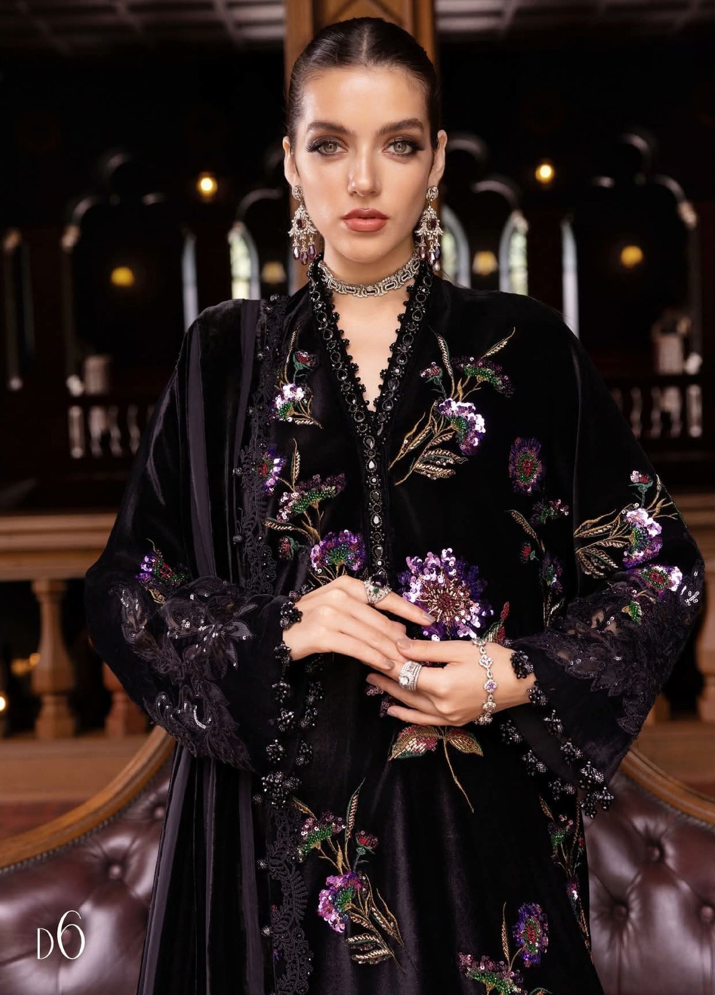 Luxe by Maria B Unstitched Embroidered Velvet 3 Piece MB25LW D6 - Winter Collection