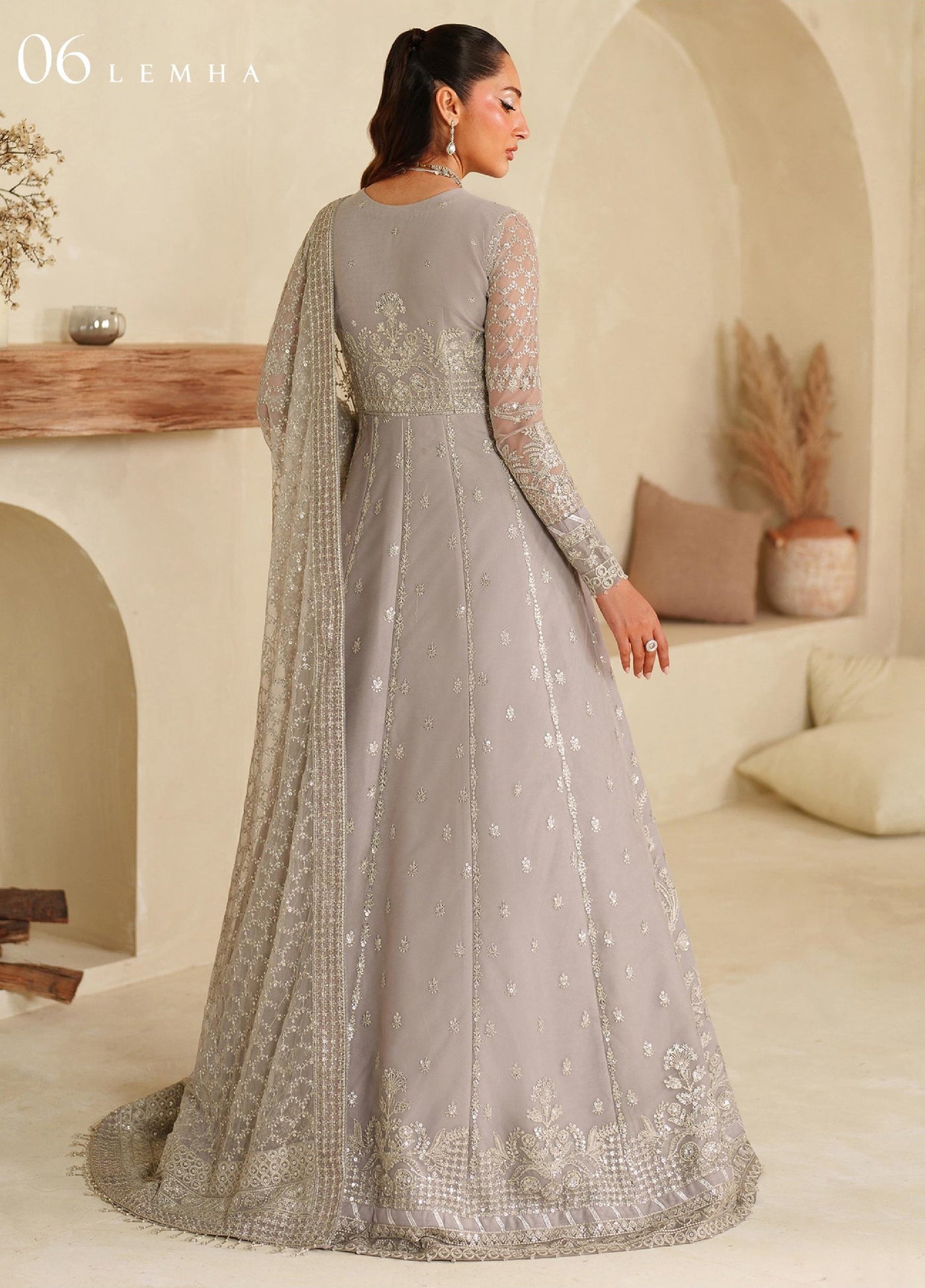Meesa by Zarif Unstitched Net Embroidered Suits 3 Piece ZAF25MF ZRF-ML-06 LEMHA - Winter Collection