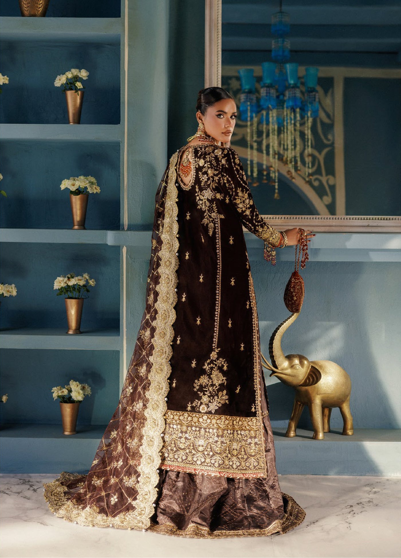 AIK Udaipur Velvet Unstitched Luxury Embroidered 3 Piece AIK25 D-06 - Formals Collection
