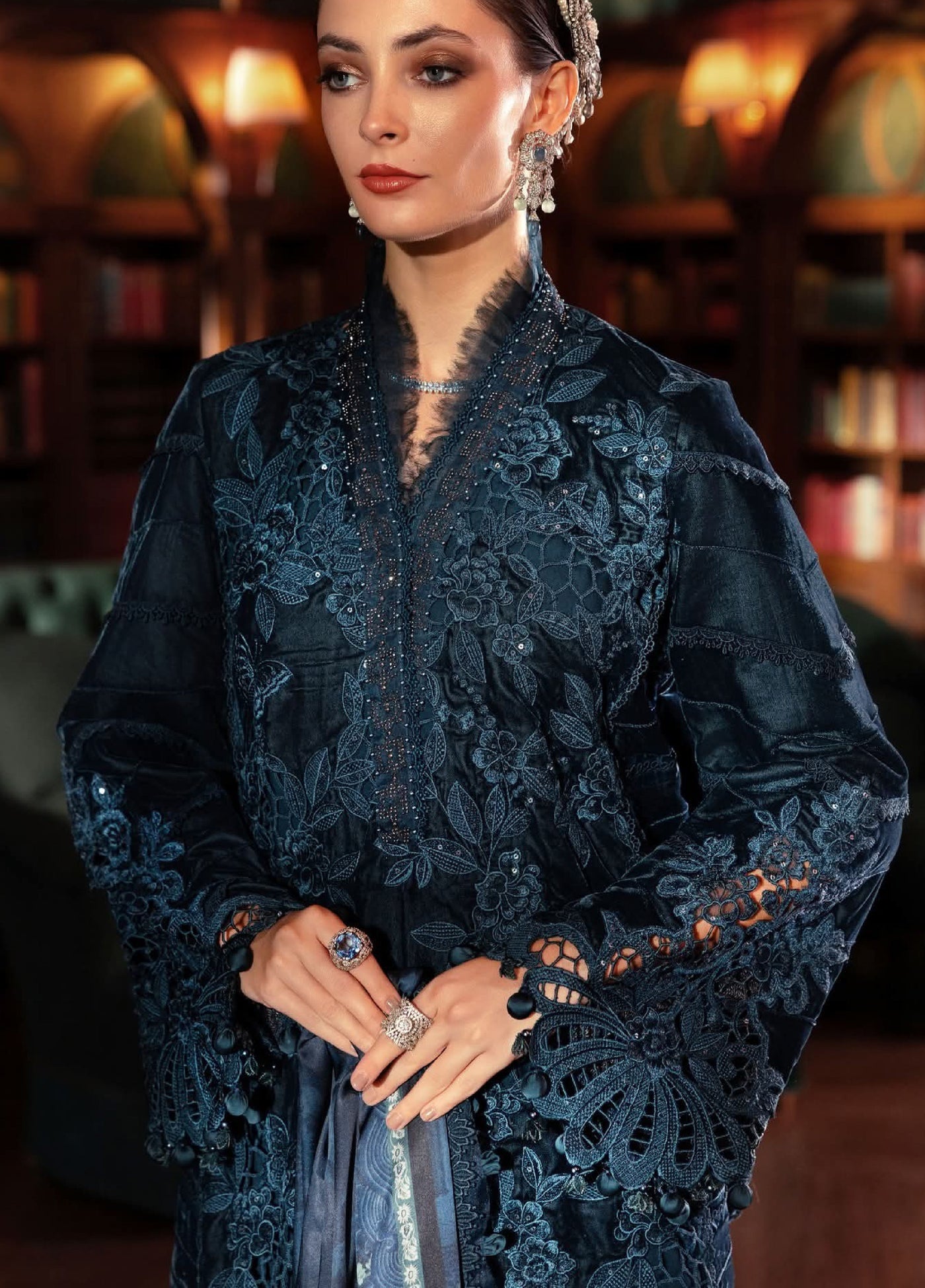 Luxe by Maria B Unstitched Embroidered Velvet 3 Piece MB25LW D10 - Winter Collection