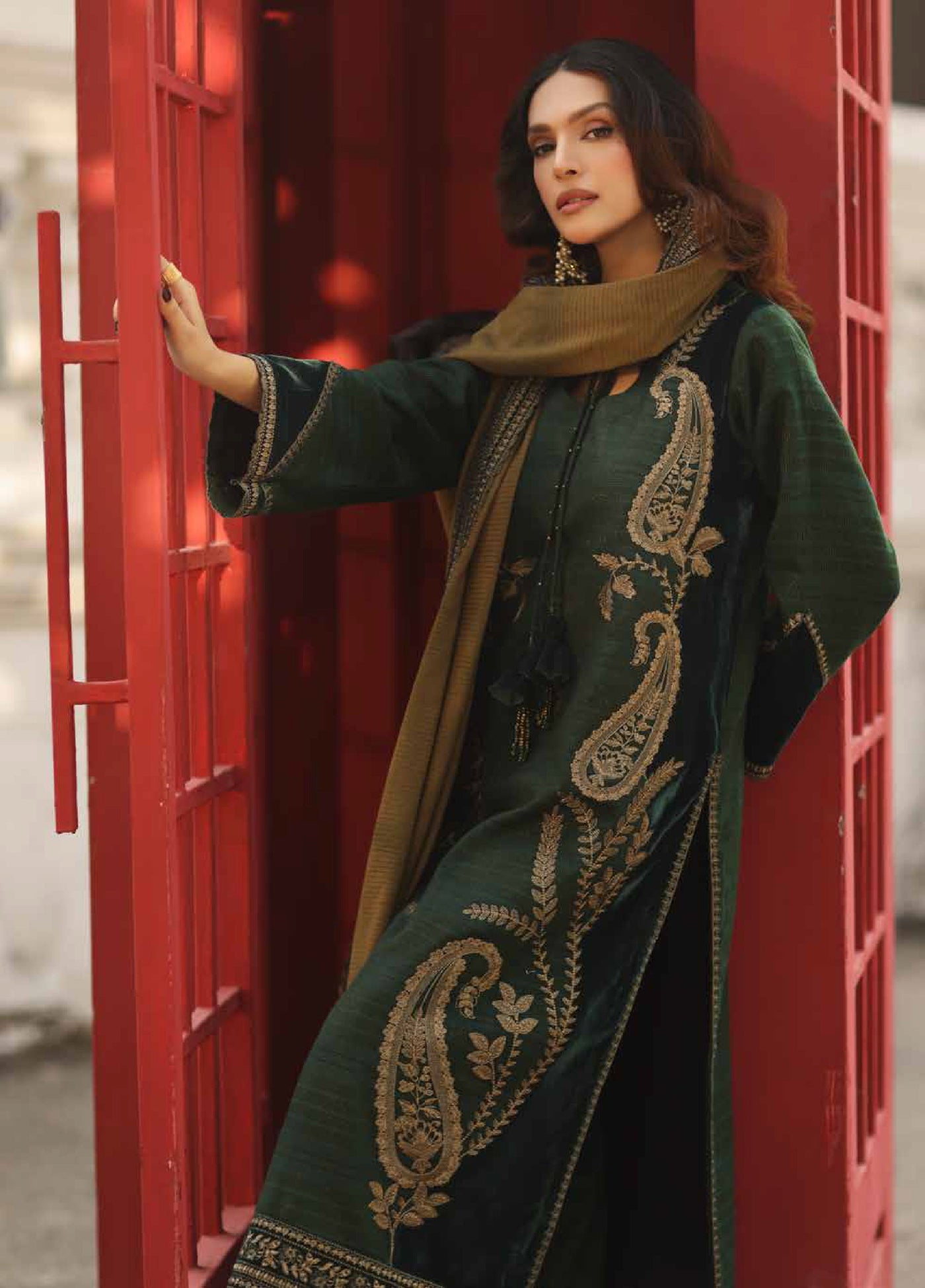 Charizma Signature Unstitched Embroidered Peach Leather 3 Piece CRZ25SP CSW5-07 - Winter Collection