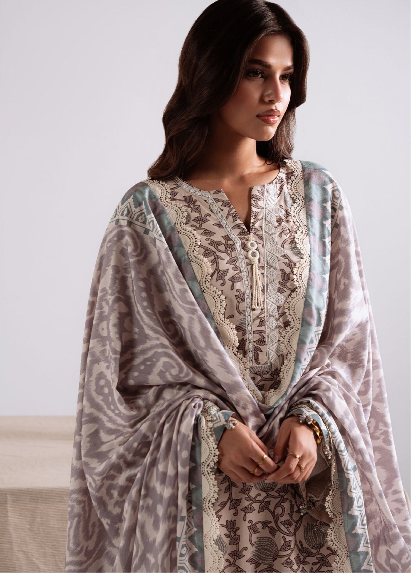 Cross Stitch Unstitched RTS Linen Embroidered Suits 3 Piece CS25LW D-06 Iznik Bloom - Winter Collection