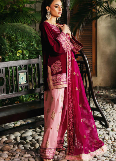 Zainab Chottani Unstitched Velvet Embroidered 3 Piece ZC25UV Rubi - Festive Collection