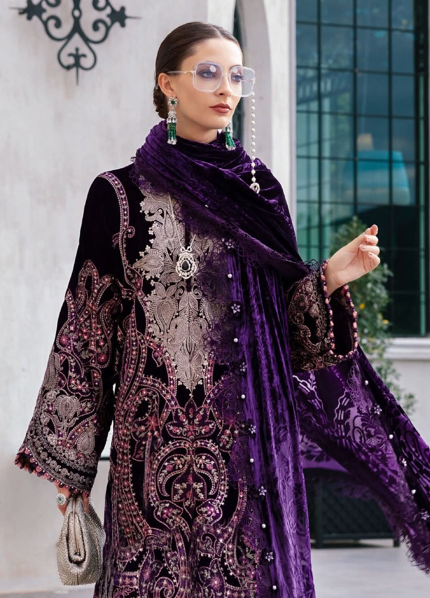 Luxe by Maria B Unstitched Embroidered Velvet 3 Piece MB25LW D11 - Winter Collection