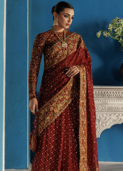 AIK Udaipur Velvet Unstitched Luxury Embroidered Saree AIK25 D-09 - Formals Collection