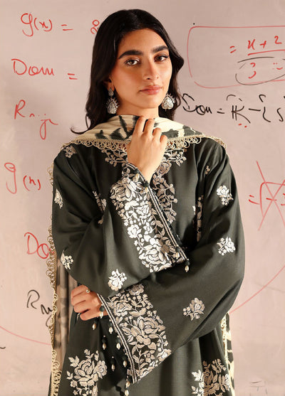 Cross Stitch Unstitched RTS Linen Embroidered Suits 3 Piece CS25LW D-03 Vintage Gray - Winter Collection