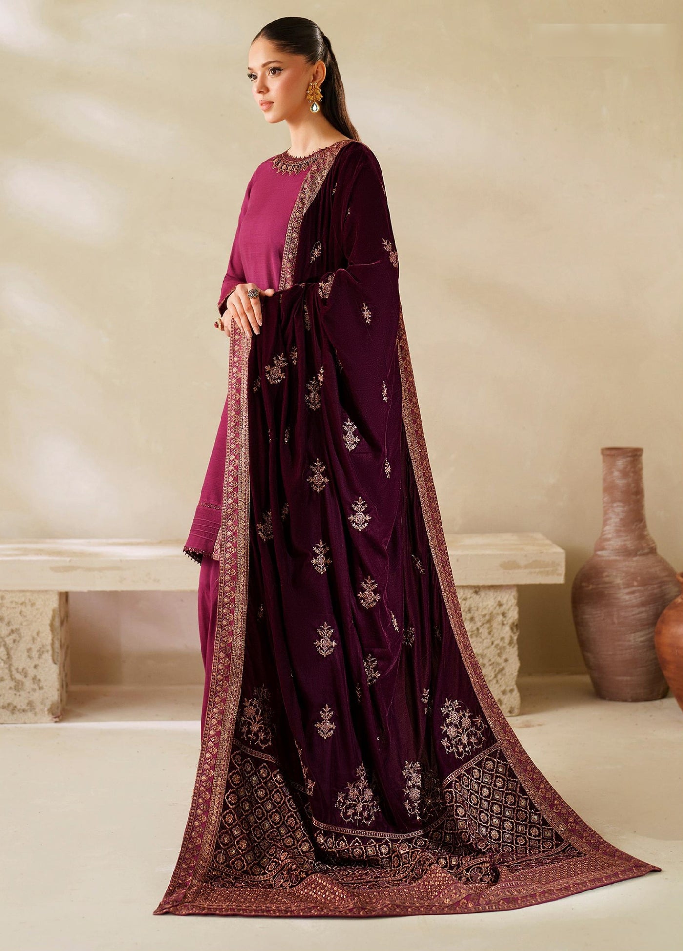 Zarif Unstitched Embroidered Raw Silk Suits 3 Piece ZRF25UF  ZRF-VS-02 - Festive Collection