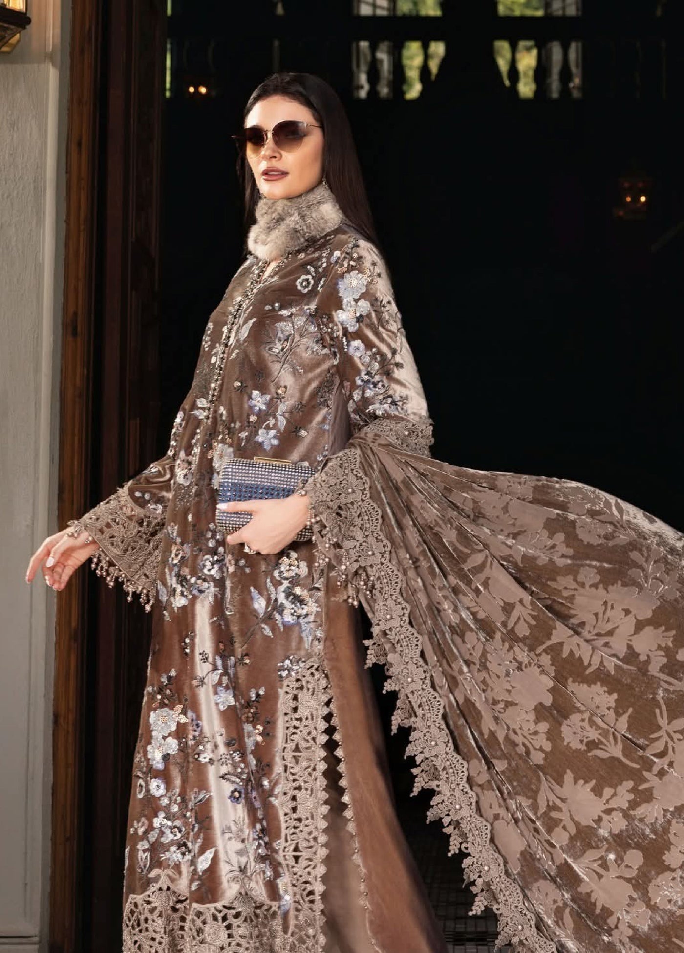 Luxe by Maria B Unstitched Embroidered Velvet 3 Piece MB25LW D3 - Winter Collection