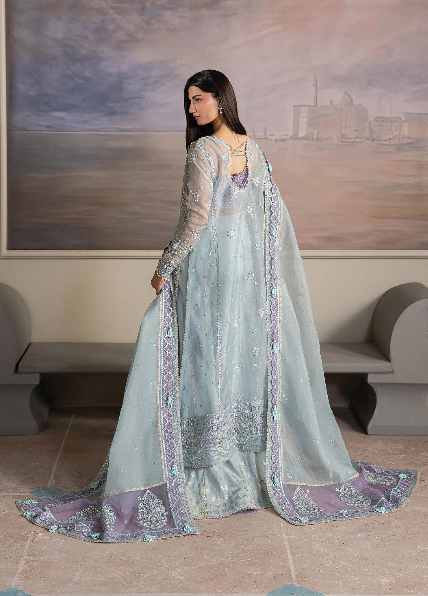 Solaris by Ayzel Unstitched Formals Organza Suits 3 Piece AAF25SW Aurayne - Wedding Collection